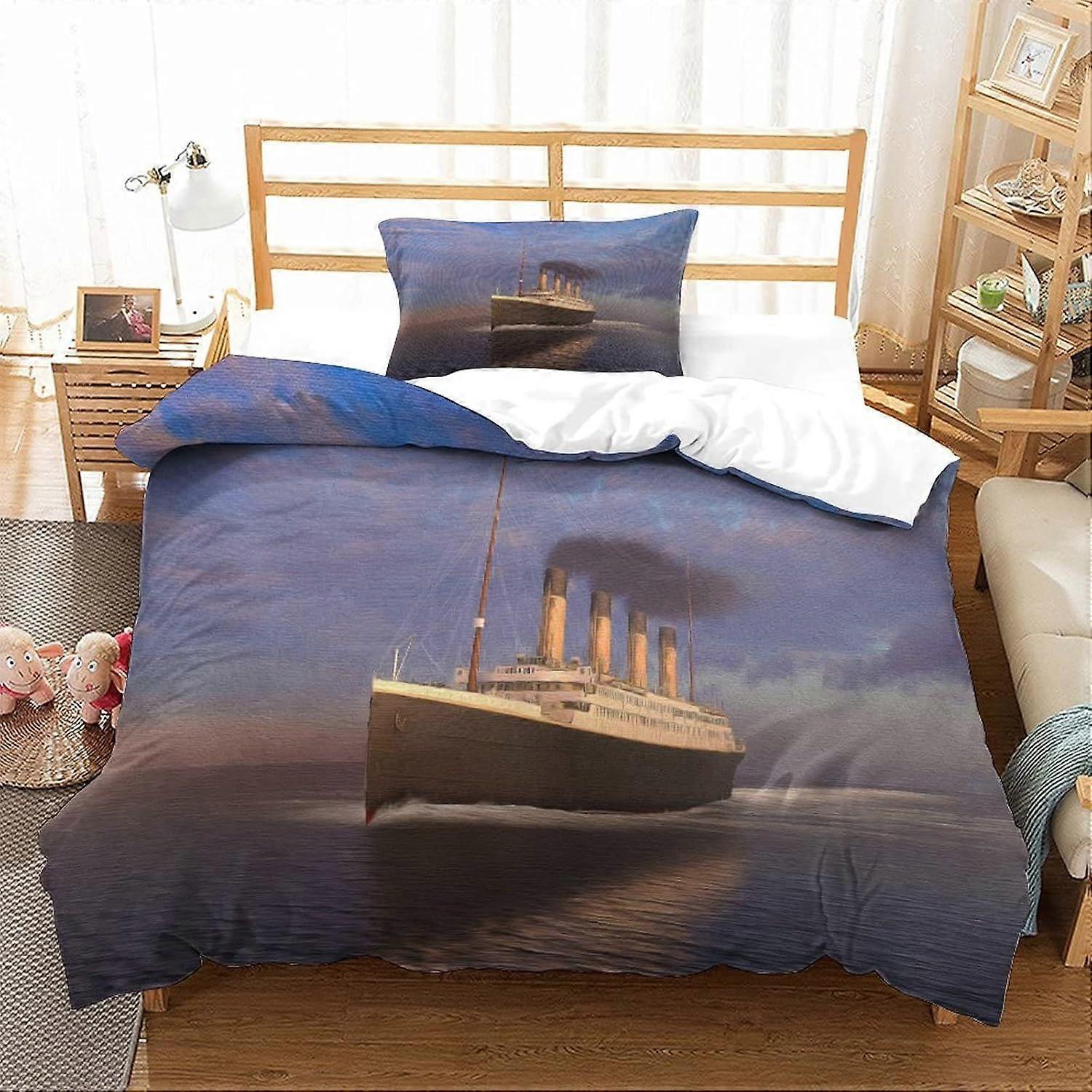 CAYBES Jack E Rosa Titanic Edredom Cover Set Colcha de Cama Capa Set com Vergonhas Soft Microfiber Xmas Bedding Sets com zíper 3PCs Meninos E Gir