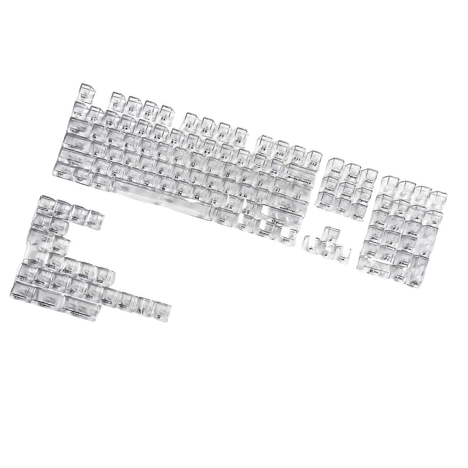Clear Translucent Keycaps Set Original Height Side/Top Print for Gaming Mechanical Keyboards 132Keys Keycaps Multicolor