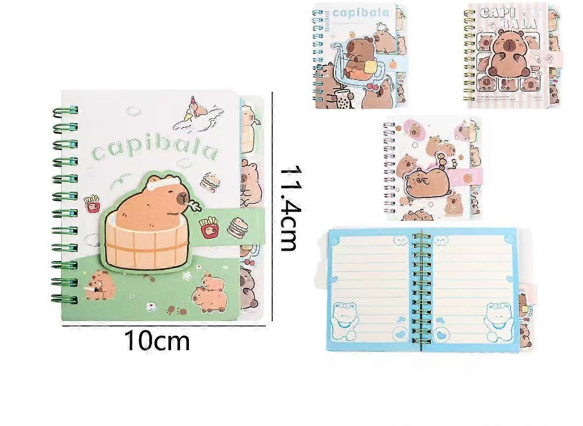 Cute Spiral Notebook with Magic Sticker Dividers Capybara Design Smooth Paper 100x112mm 65 Pages