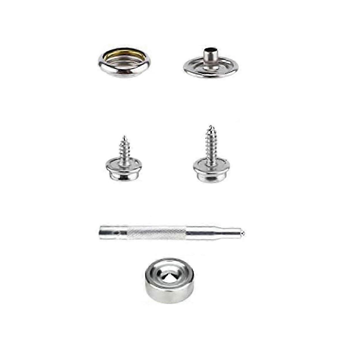 120Pcs Snap Fasteners Kit, Marine Canvas Snaps with 2Pcs Setting Tool Stainless Steel Snap Buttons Snaps with Screws hwy