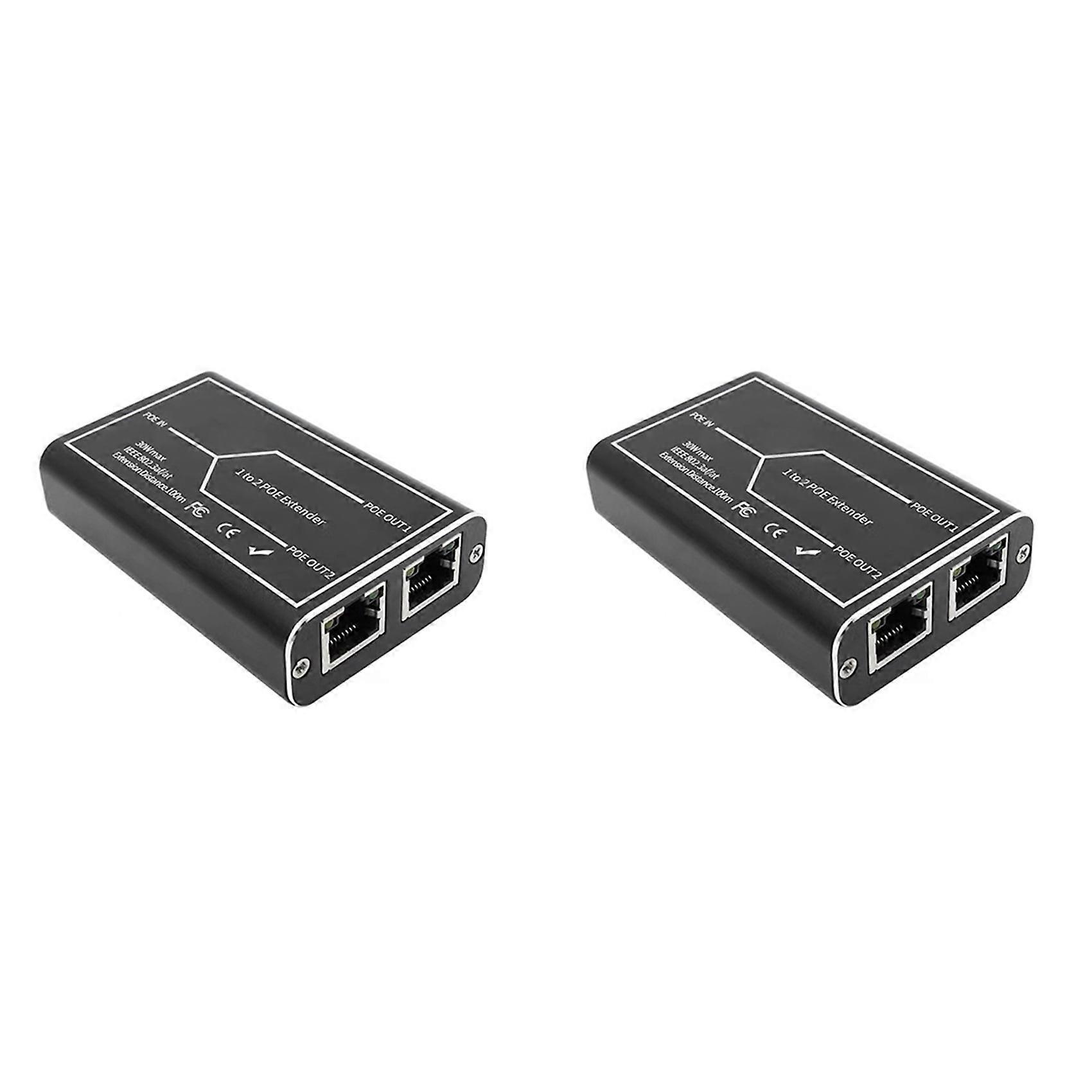 2X Gigabit POE Extender 2 Port 1000M Network Switch Repeater 30W IEEE802.3Af/At Plug&Play for PoE Switch NVR IP Camera