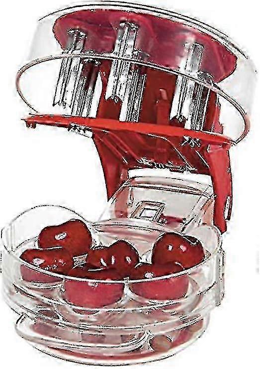 Easy-Squeeze Cherry Pitter compatible with 6 Cherries - Red, Multi Cherry Stone Remover