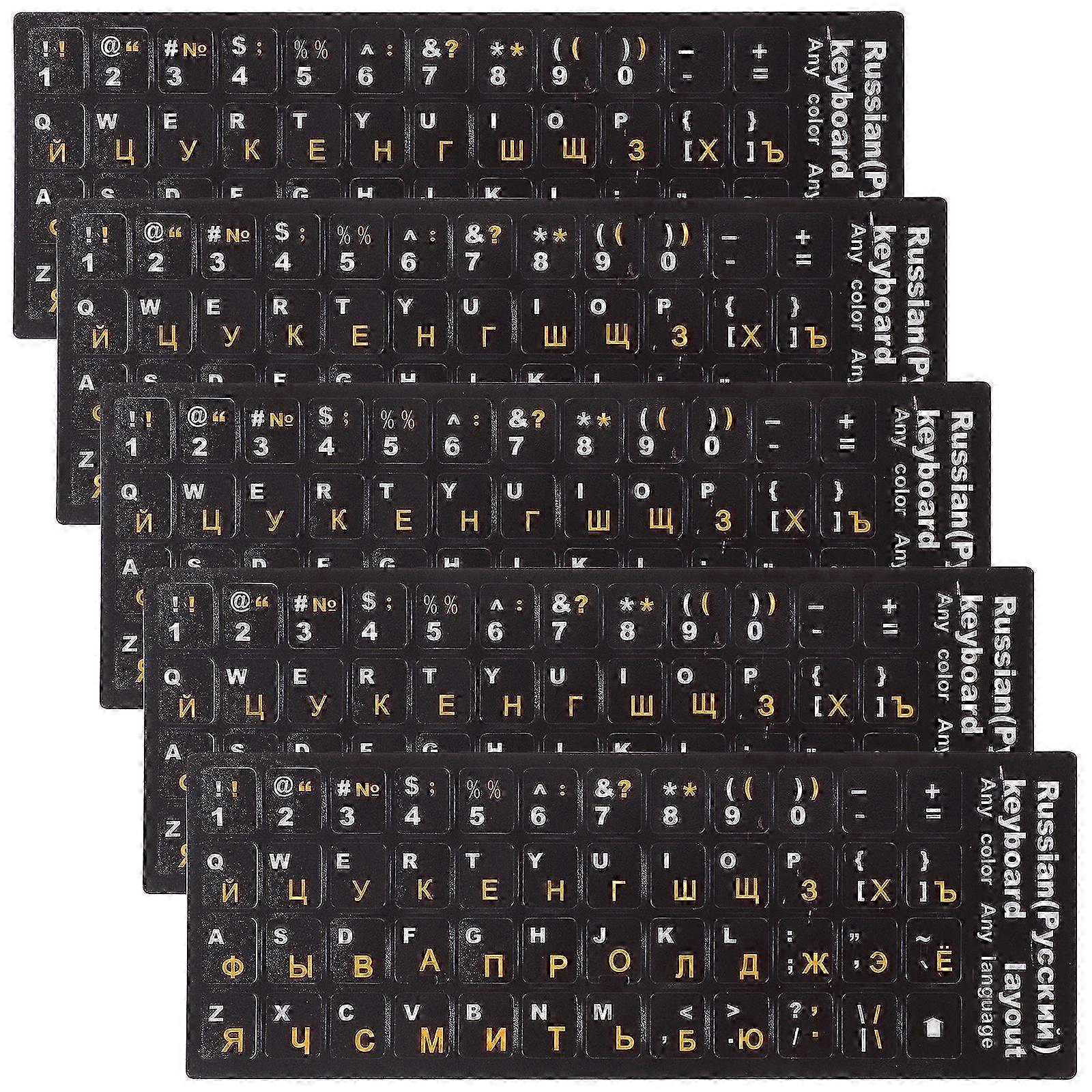 5 Sheets Keyboard Sticker Russian Keyboard Label Decoration Computer Accessory