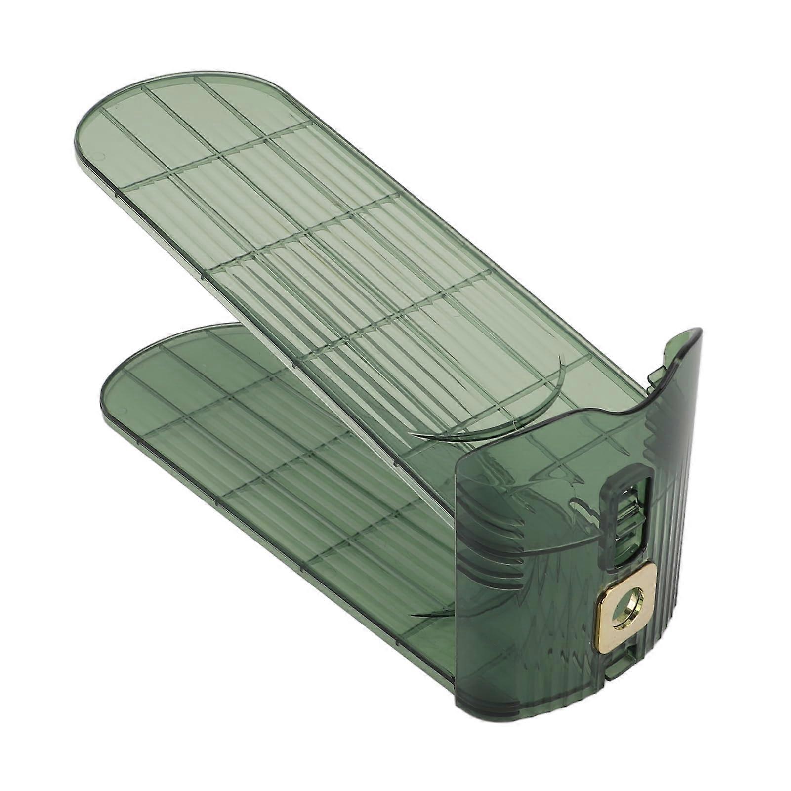 Shoe Organizer Double Layer Space Saving Holder with Breathable Design for Closet or Living Room (Green)