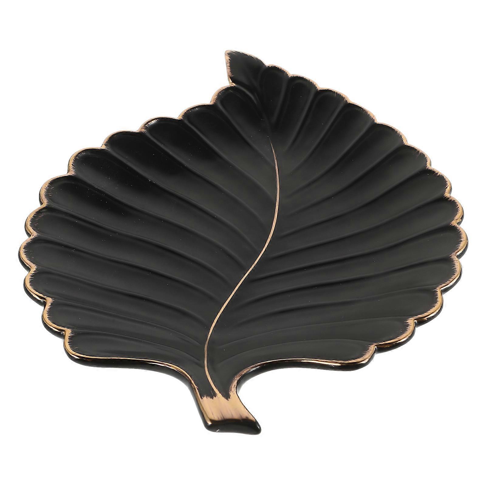 Leaf Shaped Decorative Item Organizer Ceramic Trinket Tray for Entryway Table 1Pack