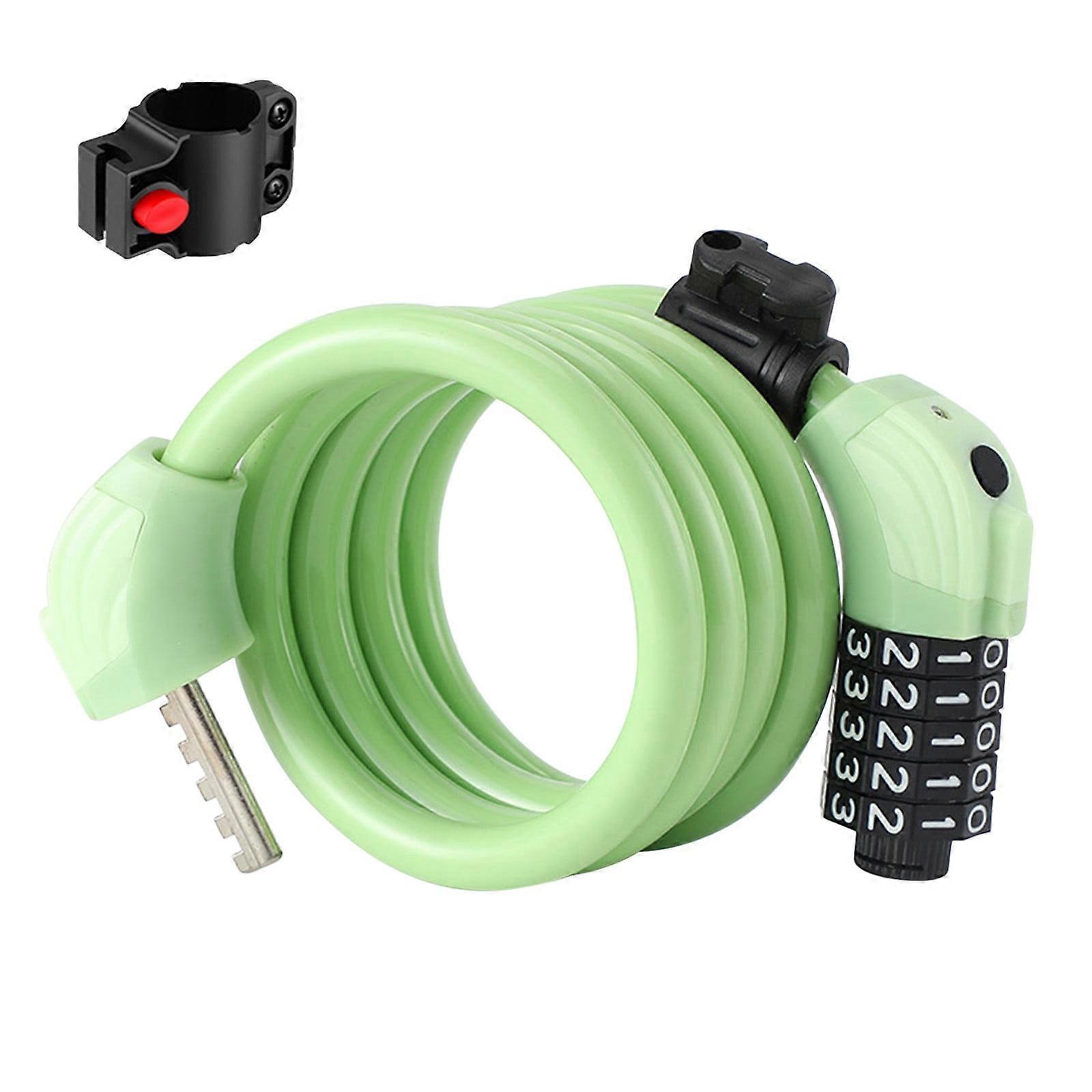 Bike Lock Cable Combination Bicycle Lock With Mounting Bracket High Security 5 Digit Resettable Coiling Bicycle Lock