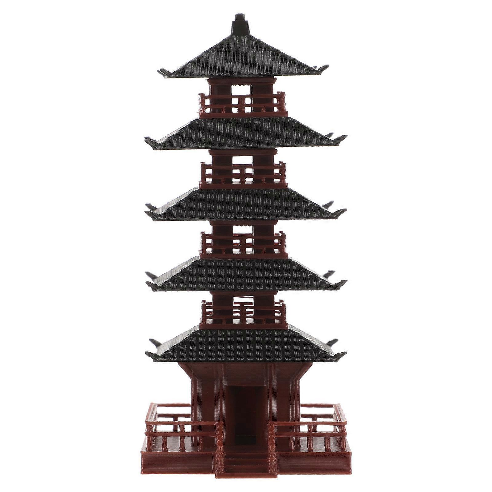 Chinese Tower Statue Plastic Craft for Decor Brown Tower Decoration