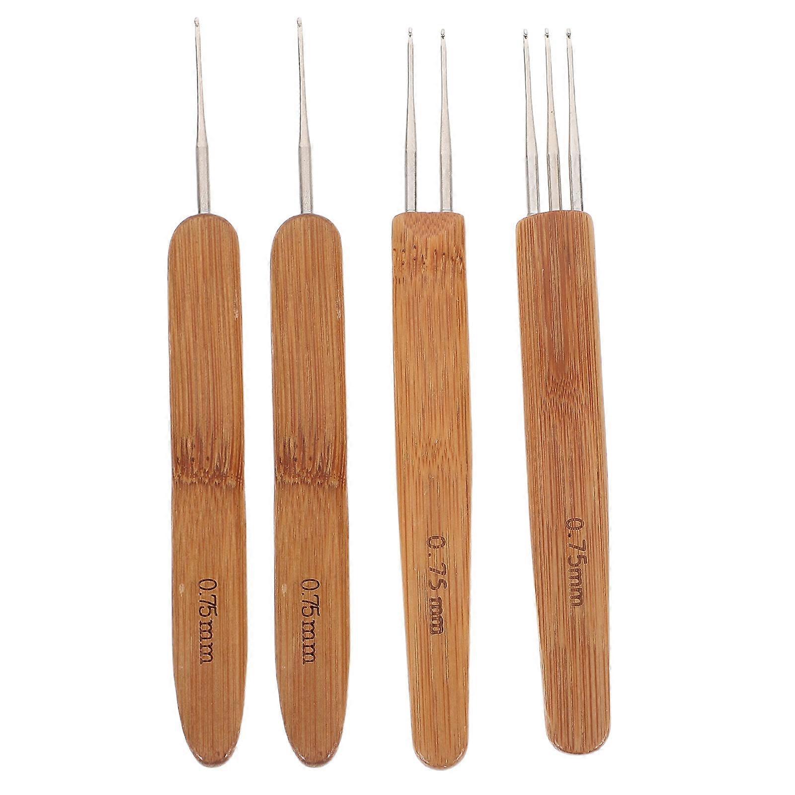 Hair Extension Tools Bamboo Crochet Hooks for Braiding 4Pcs Set