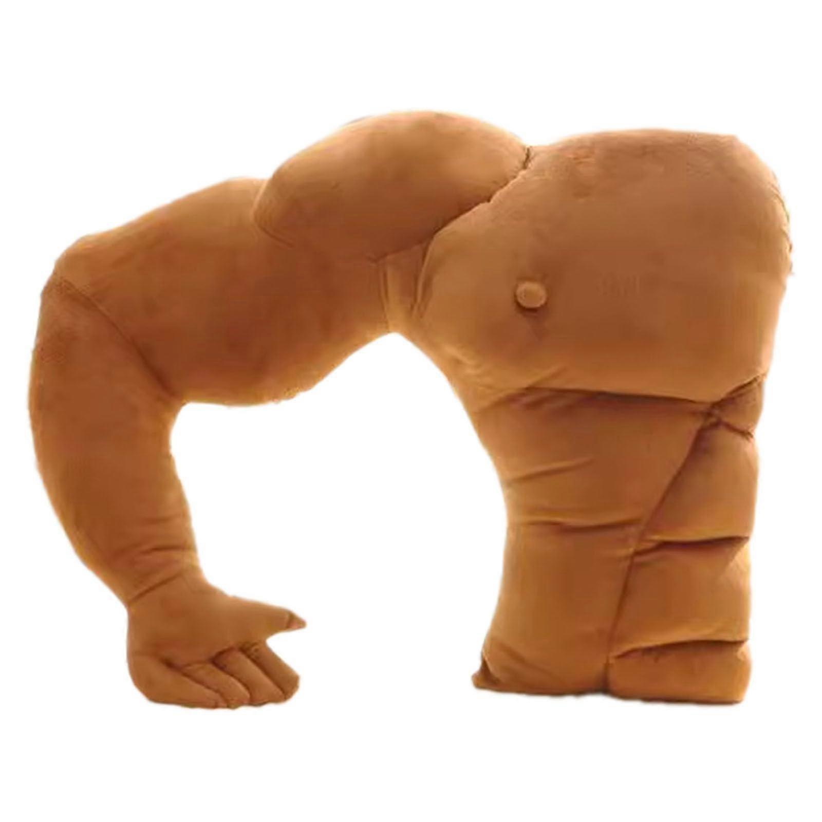 Muscle Body Pillow with Ergonomic Support, Funny Husband Hugging Pillow, Soft Velvet, Washable