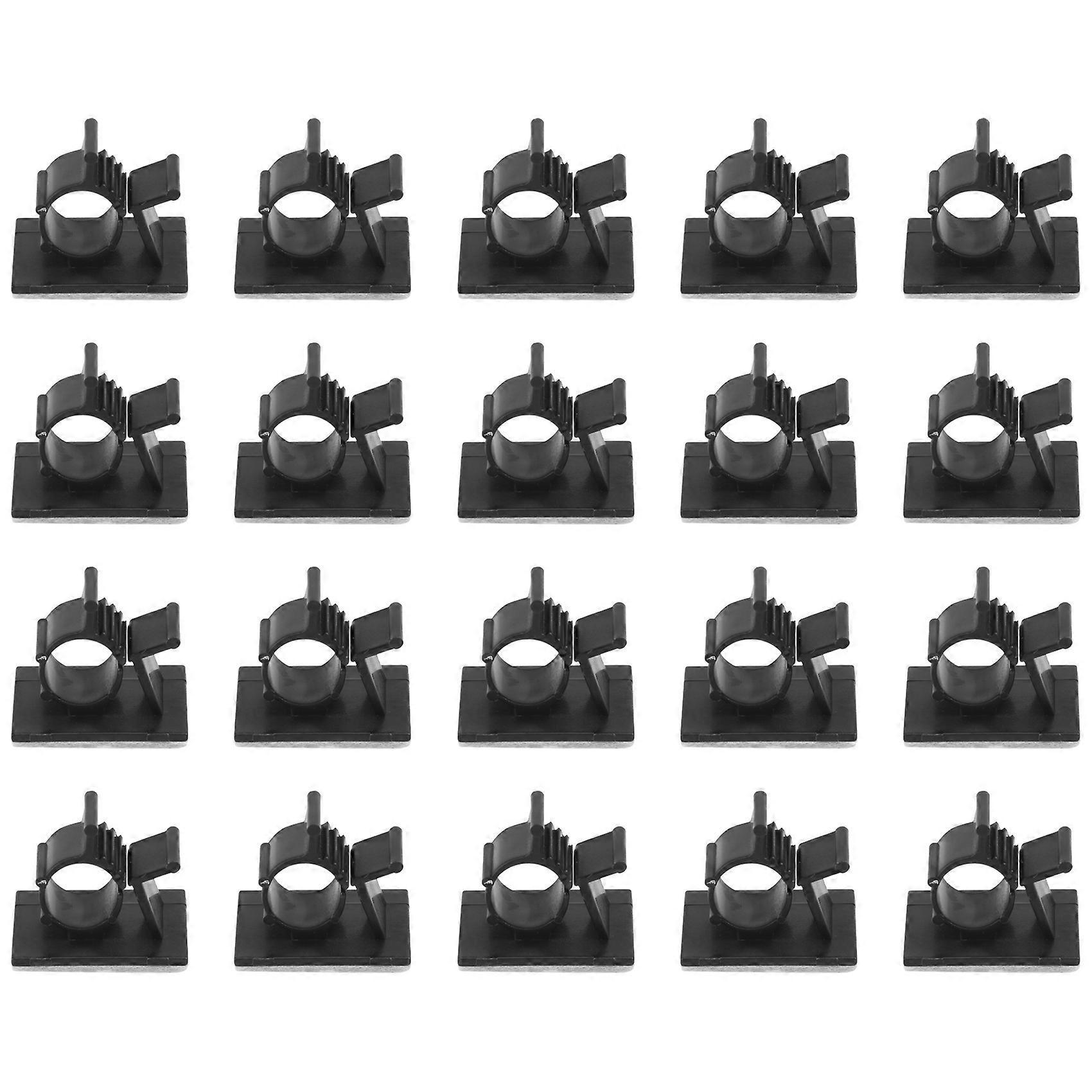 20Pcs Black Adjustable Plastic Cable Clamps Self Adhesive Car Cable Clips Wire Organizer