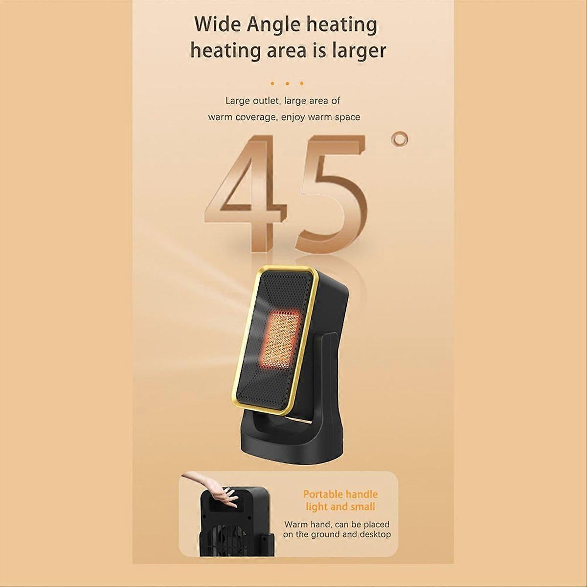 Space Heater, Desk Heater with 900W, 45° Adjustable Angle, Small Electric Heater for Indoor Office Use EU Plug