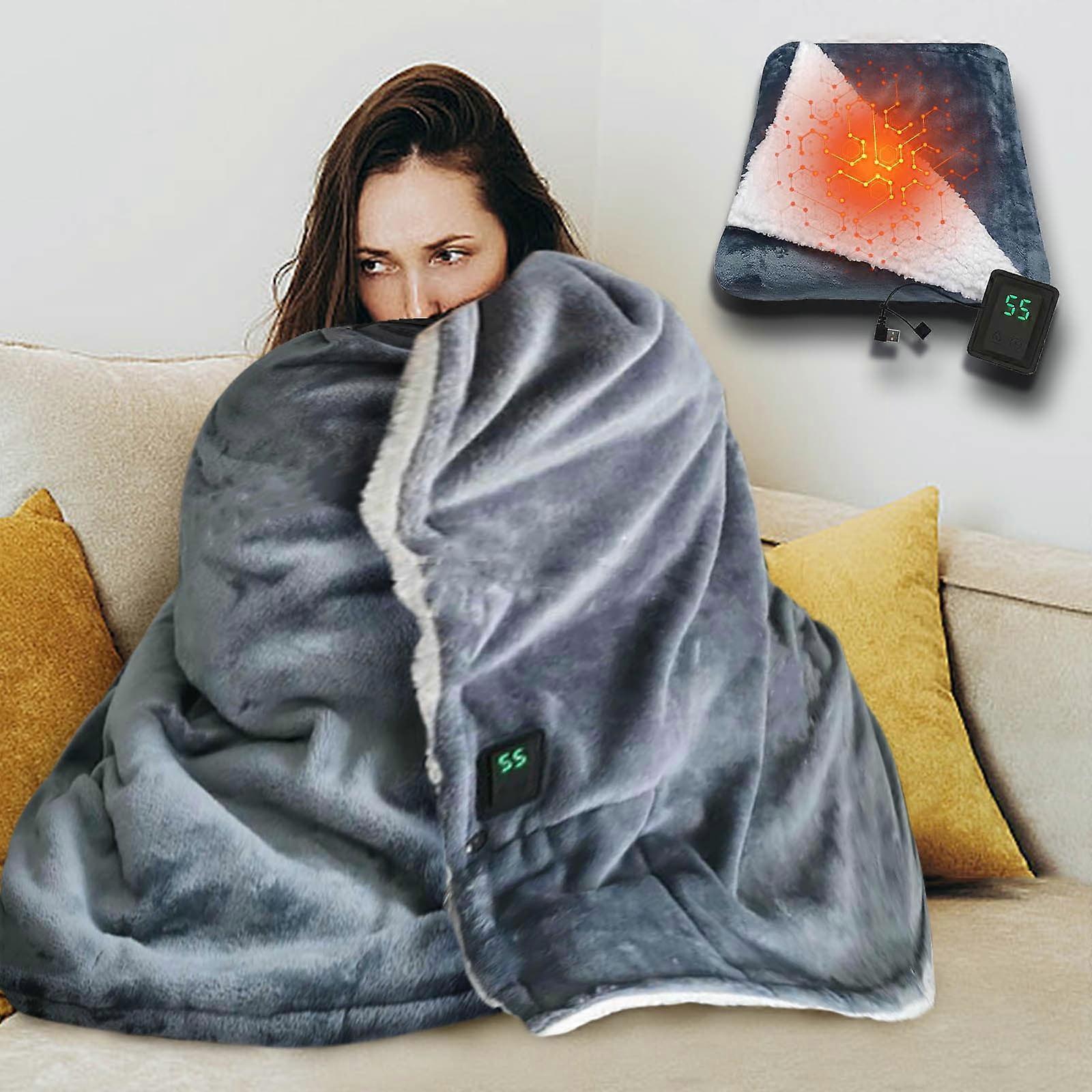 Heated Blanket with Power Bank,59" x 31"Extremely Soft & Comfortable Heated Blanket Shawl,Cordless Heated Blanket,Fast Heating with 3 Heat Levels