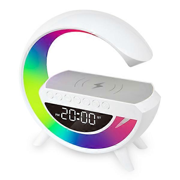 Wireless charger with clock, speaker and color-changing light