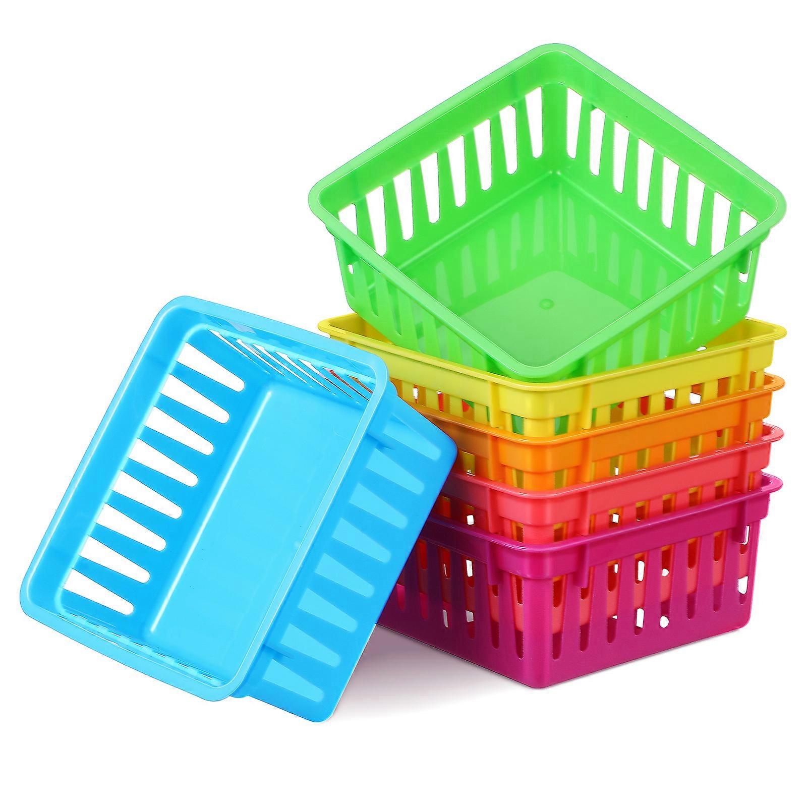 Small Plastic Pencil Baskets for Classroom Desk Organizing 6Pcs