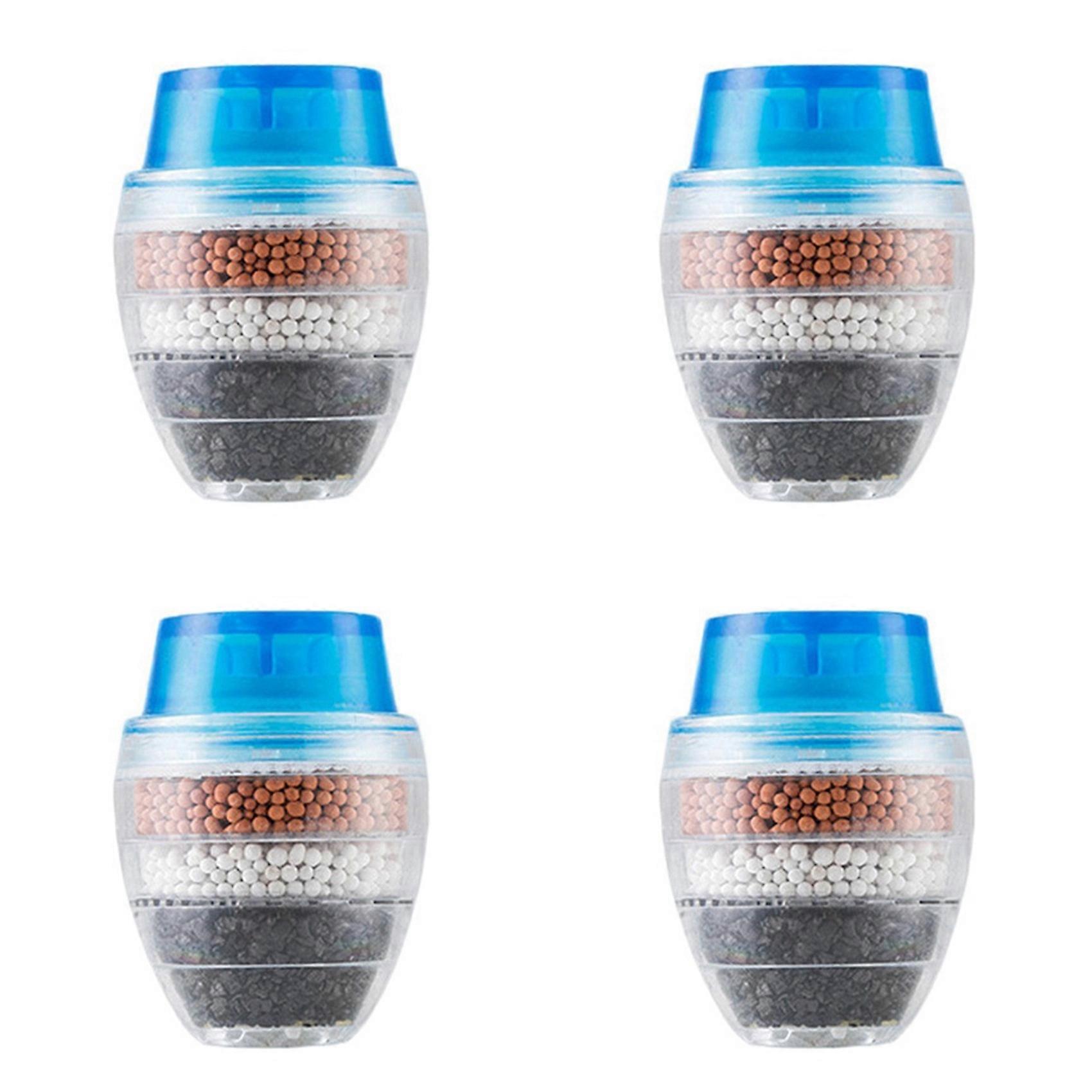 4X Activated Carbon Faucet Filter Faucet Nozzle Water Filter Kitchen Tap 5 Layers Filter Purifier for Home Use (Blue)