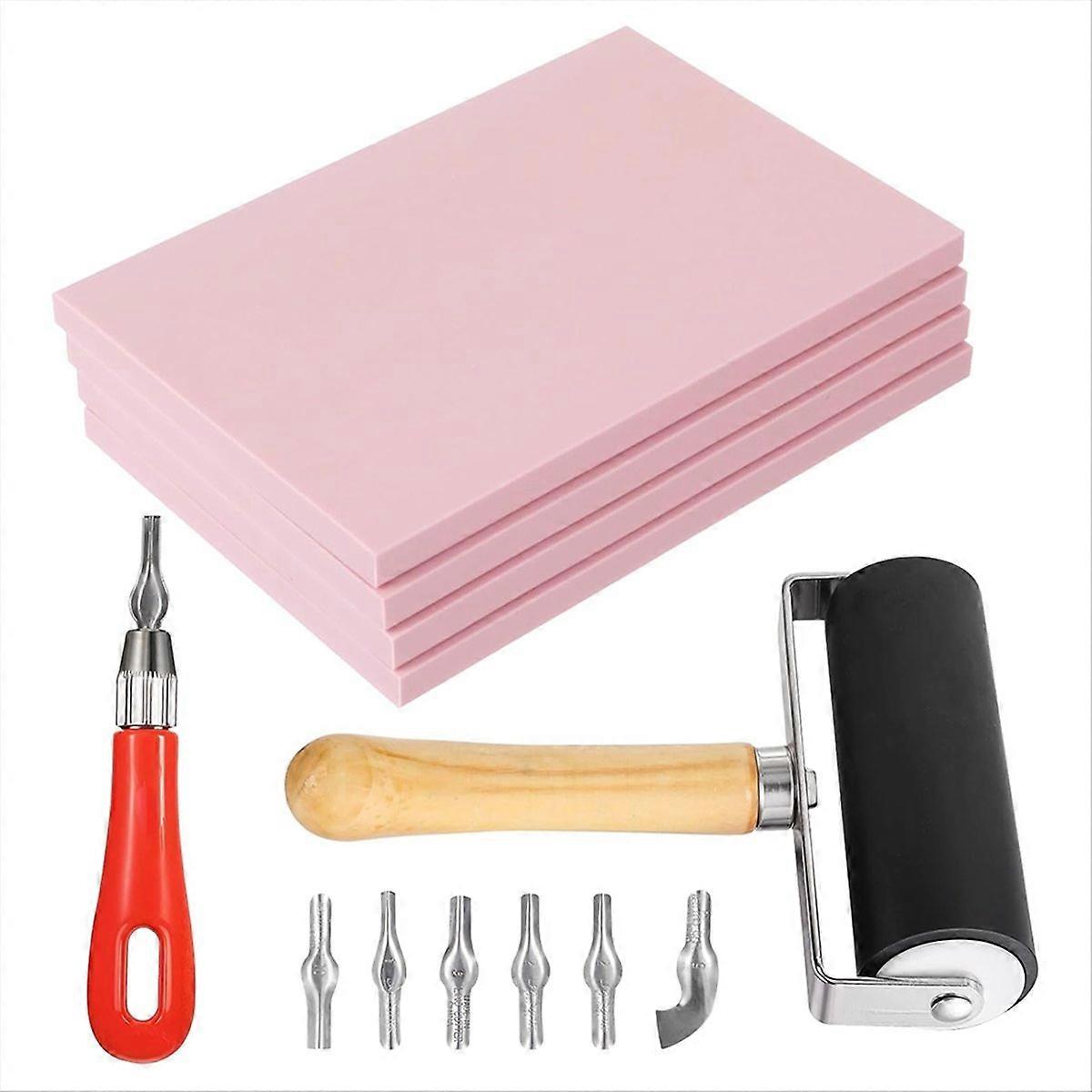 Rubber Block Stamp Carving Kit, 4 Pack with Cutting Tools