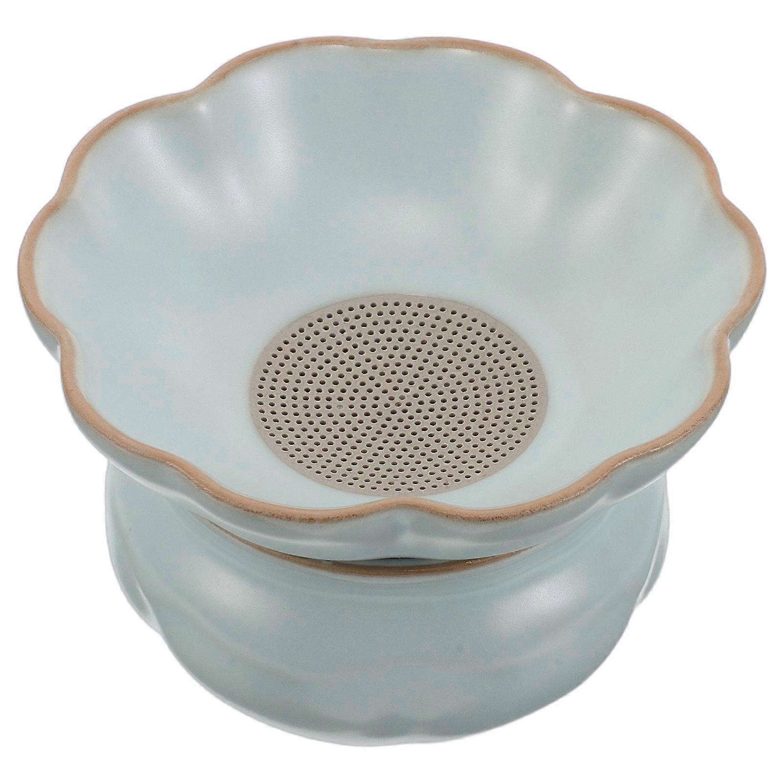 Ceramic Tea Filter Porcelain Tea Infuser for Home Use with Base Holder