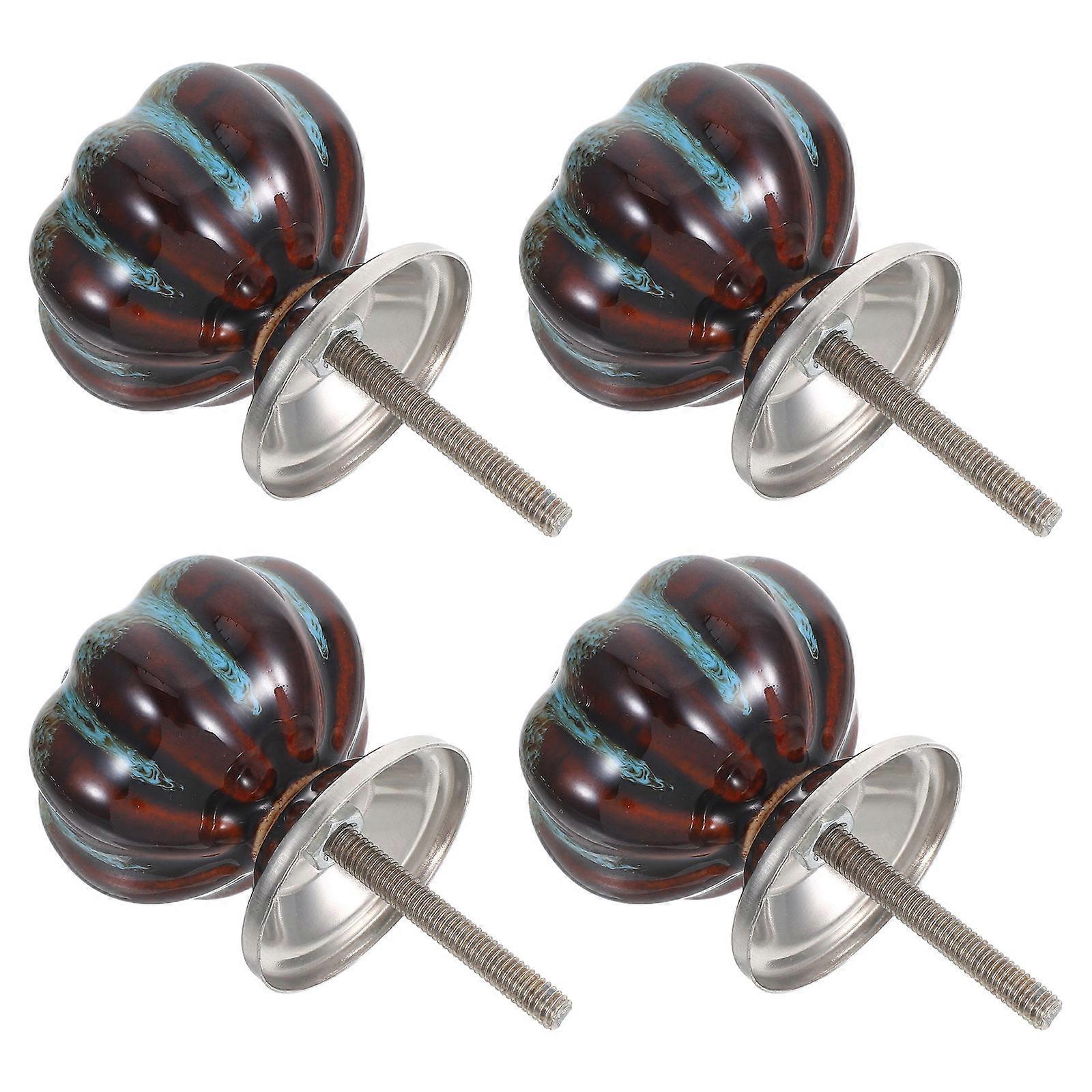 Decorative Ceramic Pumpkin Knobs for Cabinet Drawers 6Pcs Set