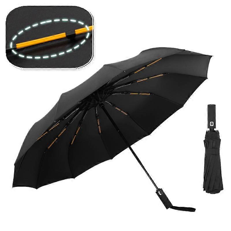 12K Double Bones Black Glue Automatic Umbrella With Thick And Durable Keel Three Fold Umbrella UV Resistant Folding Umbrella
