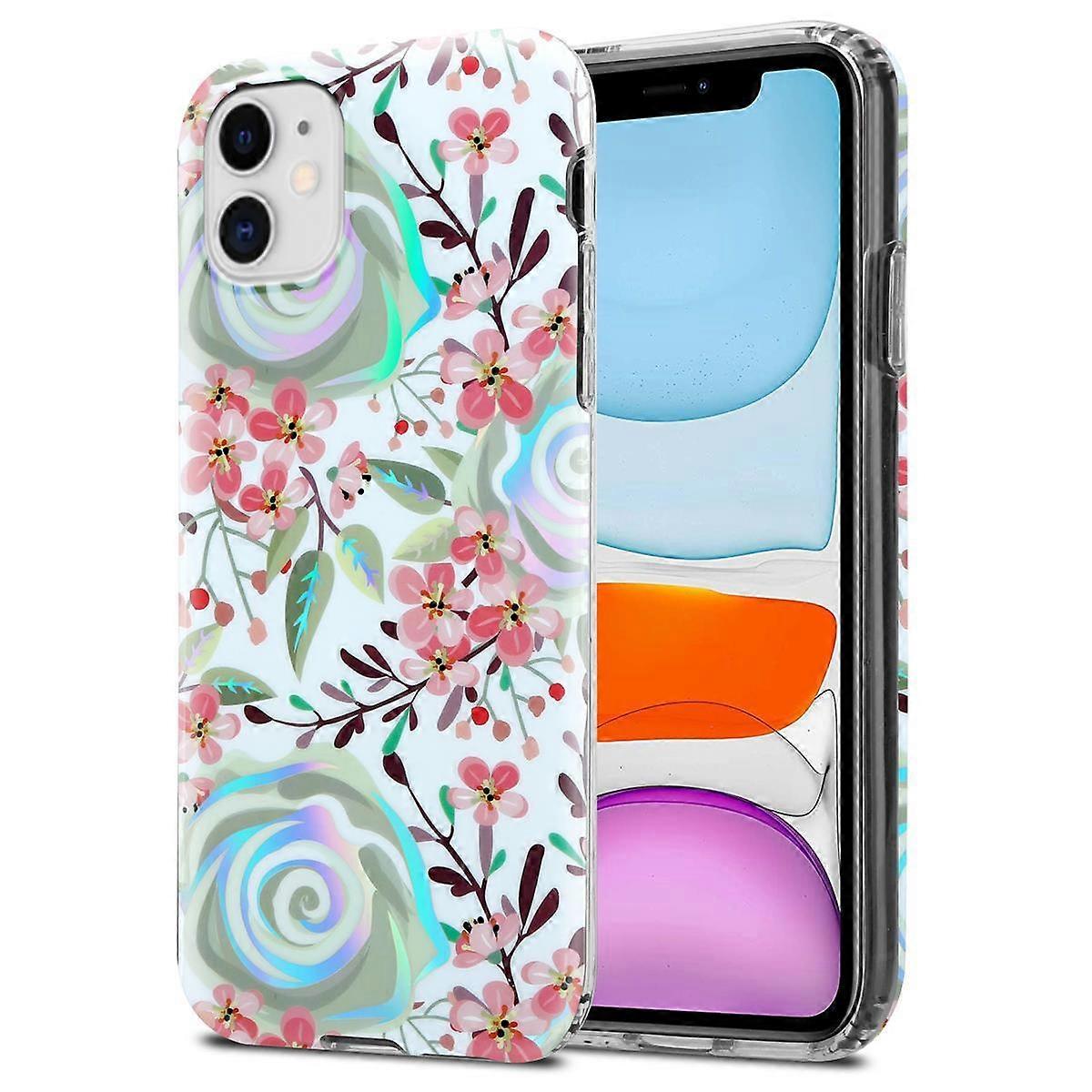 Protective iPhone 11 Case TPU - Flowers and Leaves Pattern