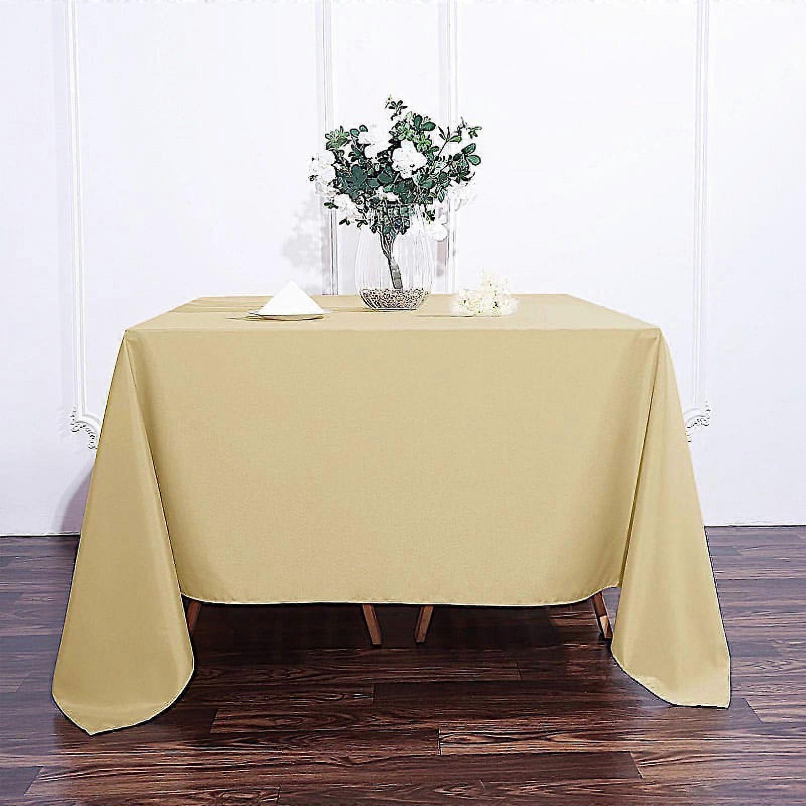 BalsaCircle 90" x 90" Square Polyester Tablecloth Champagne