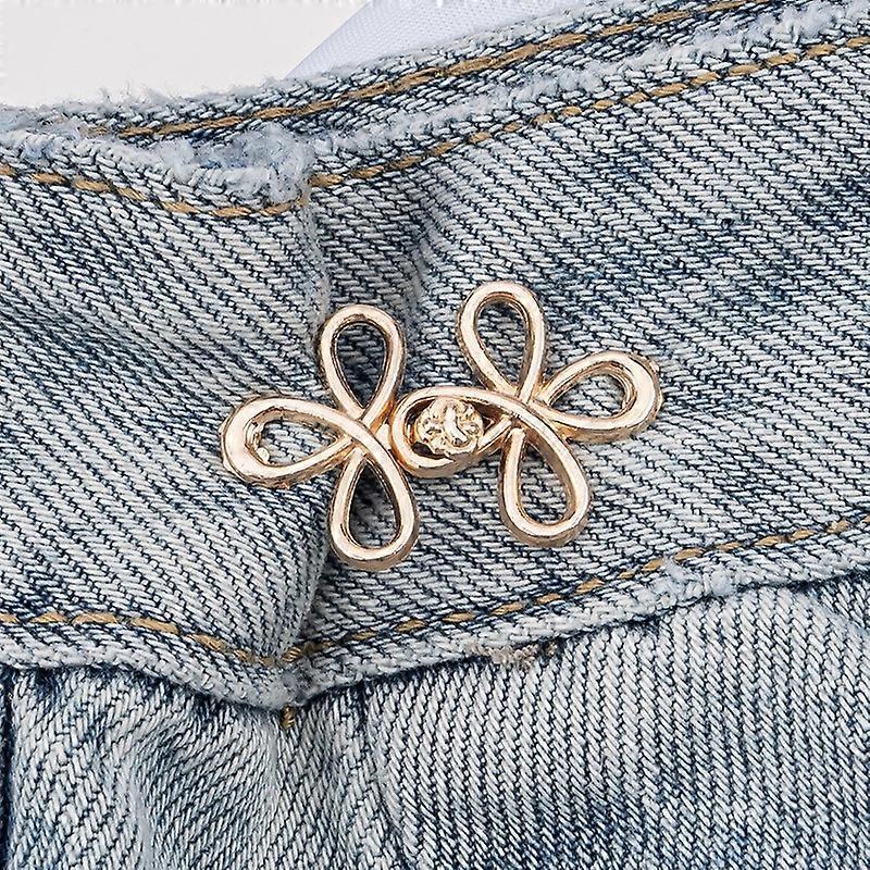 Reusable Flower Waist Button Fastener Adjustable Metal Jeans Buttons Waist Tightener Detachable Seamless Button for Pants Skirts