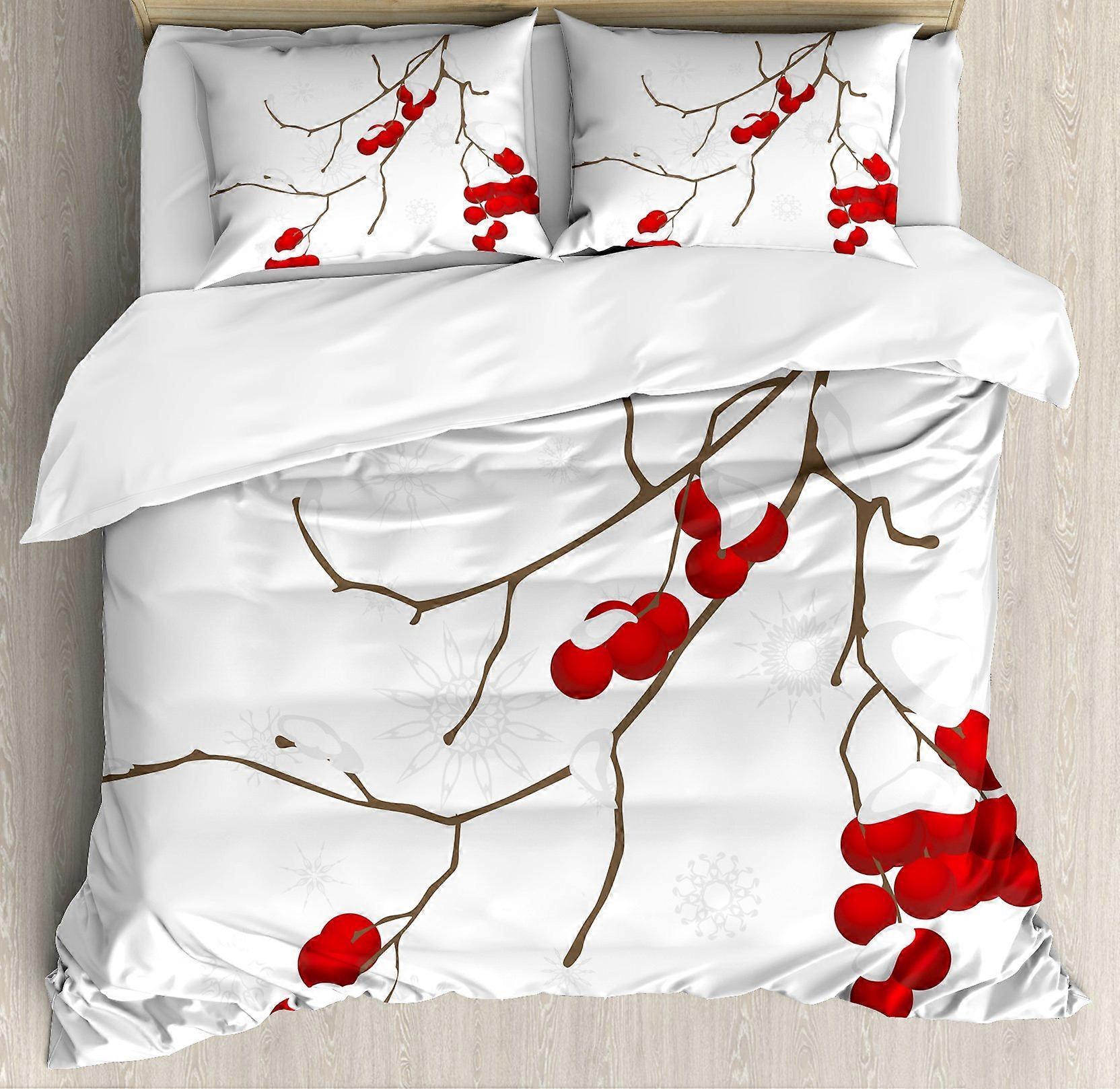 King Duvet Cover Set with Pillow Shams Christmas Tree Pattern Winter Theme King Bedding Fade Resistant