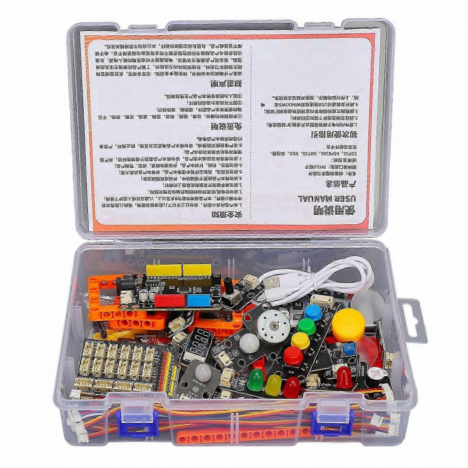 STEM Education Kit for Robotics Programming with Sensor Modules, LED Lights, and Cables Set