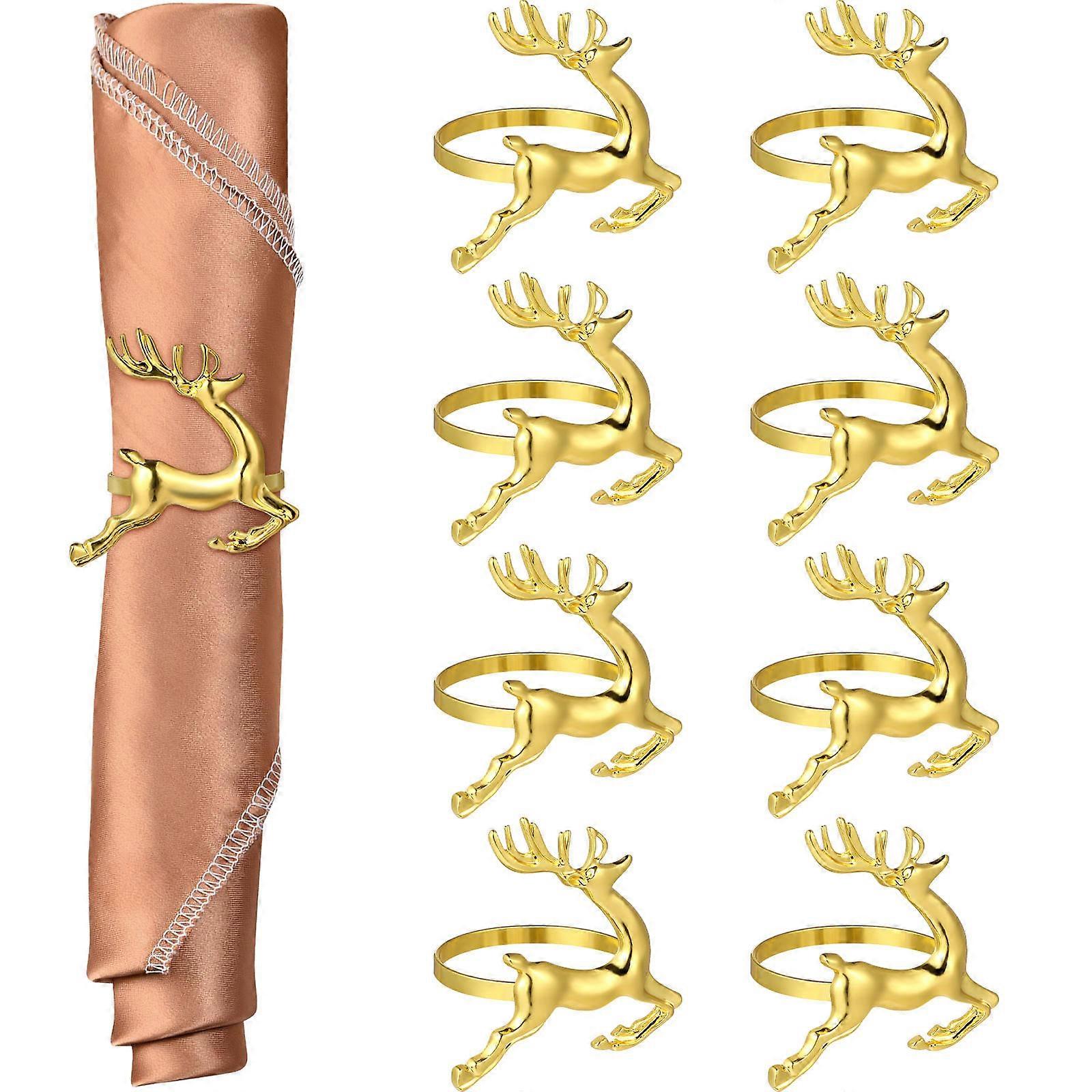 8 Pcs Rustic Napkin Ring Set Featuring Deer Shape For Formal Dinners Easter Celebrations Decorations