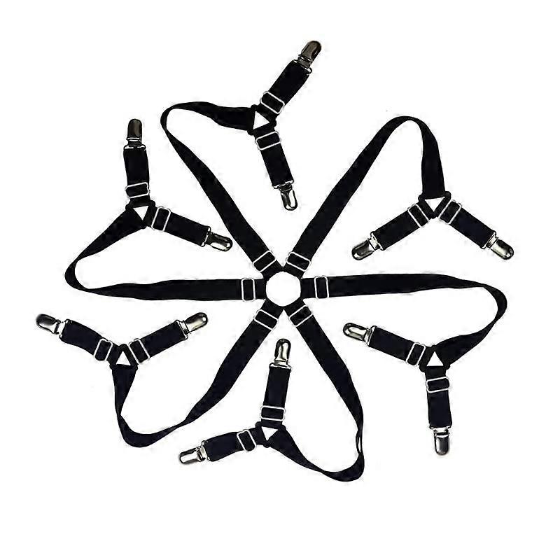 Bed Sheet Straps and Clips, Adjustable Elastic Sheet Holders, Secure Lock for All Mattress Sizes, Black