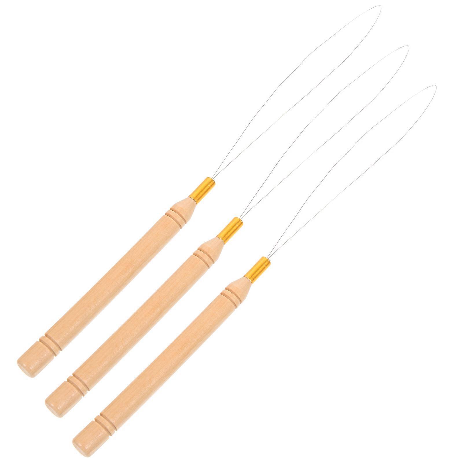 Wooden Handle Threading Apparatus for Stitching Use 3Pcs Durable Sewing Tool