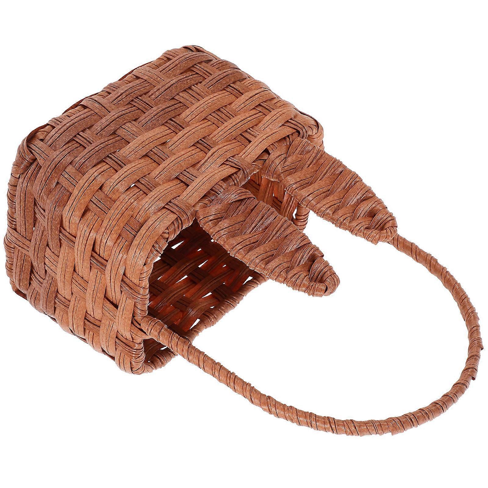 Woven Basket Bunny Ear Decorative Handle Basket for Storage 2Pcs