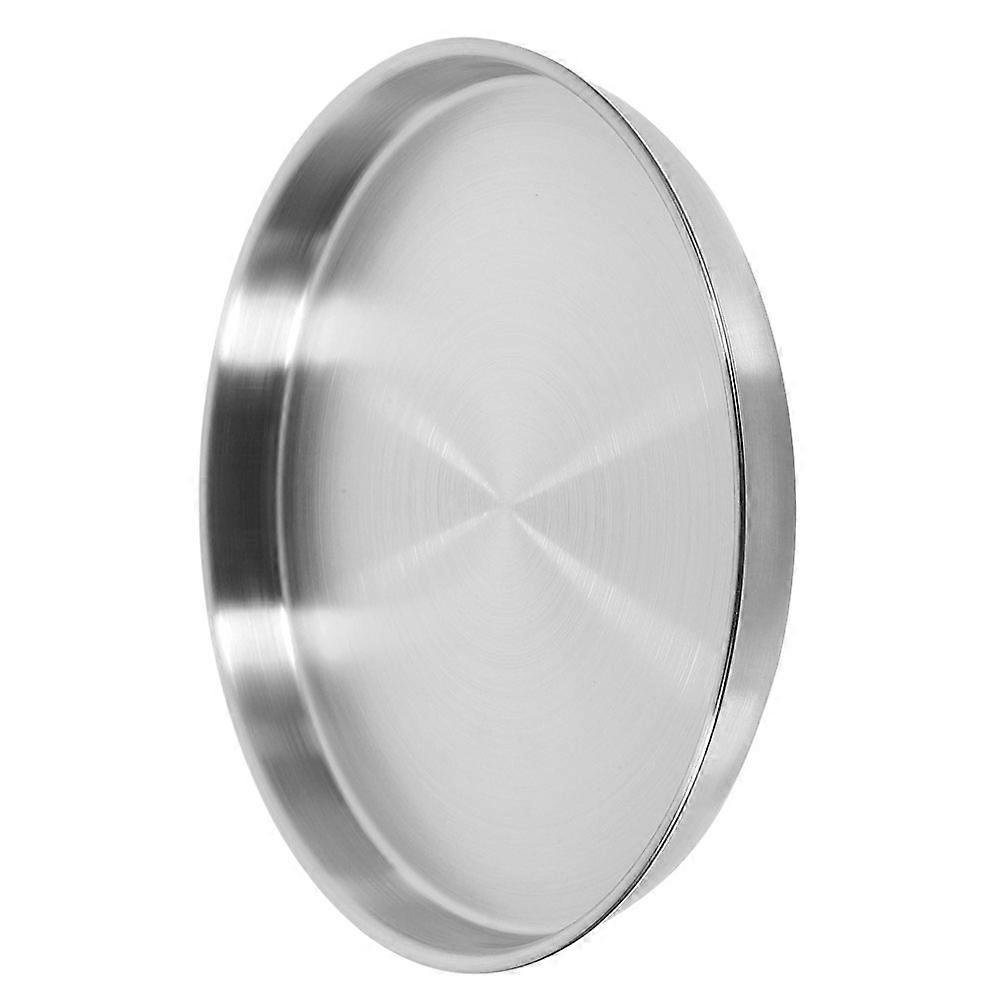 Silver 5Pcs Stainless Steel Round Serving Plate for Fruit Durable Tray