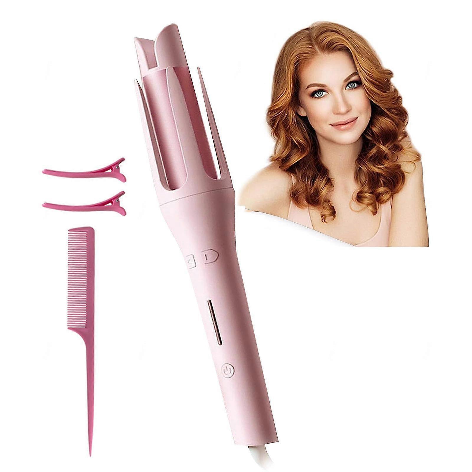 Automatic Hair Curler 1.25 inch Ceramic Barrel with AntiTangle Sensor and Adjustable Temperature Pink