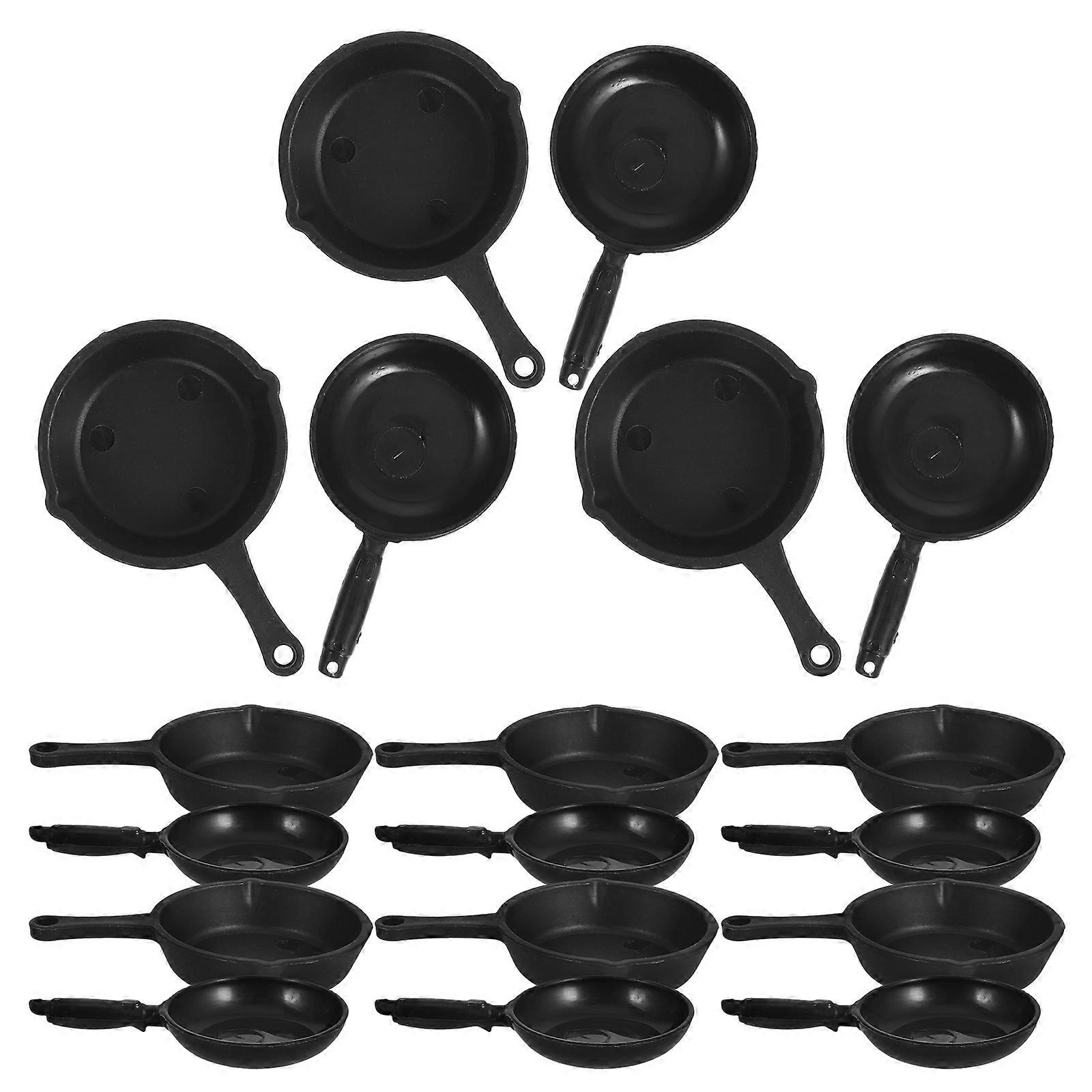 Dollhouse Pots and Pans Simulation Set 20Pcs Black Mini Kitchen Cookware