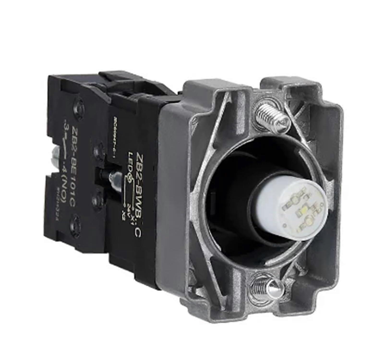 5 Pcs 22mm Green LED Push Button Switch 24V AC/DC Momentary 1NC Contact Illuminated Button