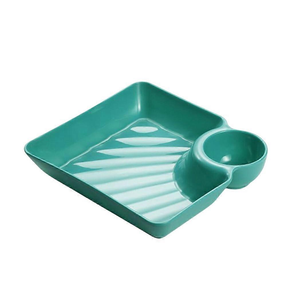 Divided Serving Tray with Sauce Dish, Green MultiSection Platter for Dumplings and Snacks