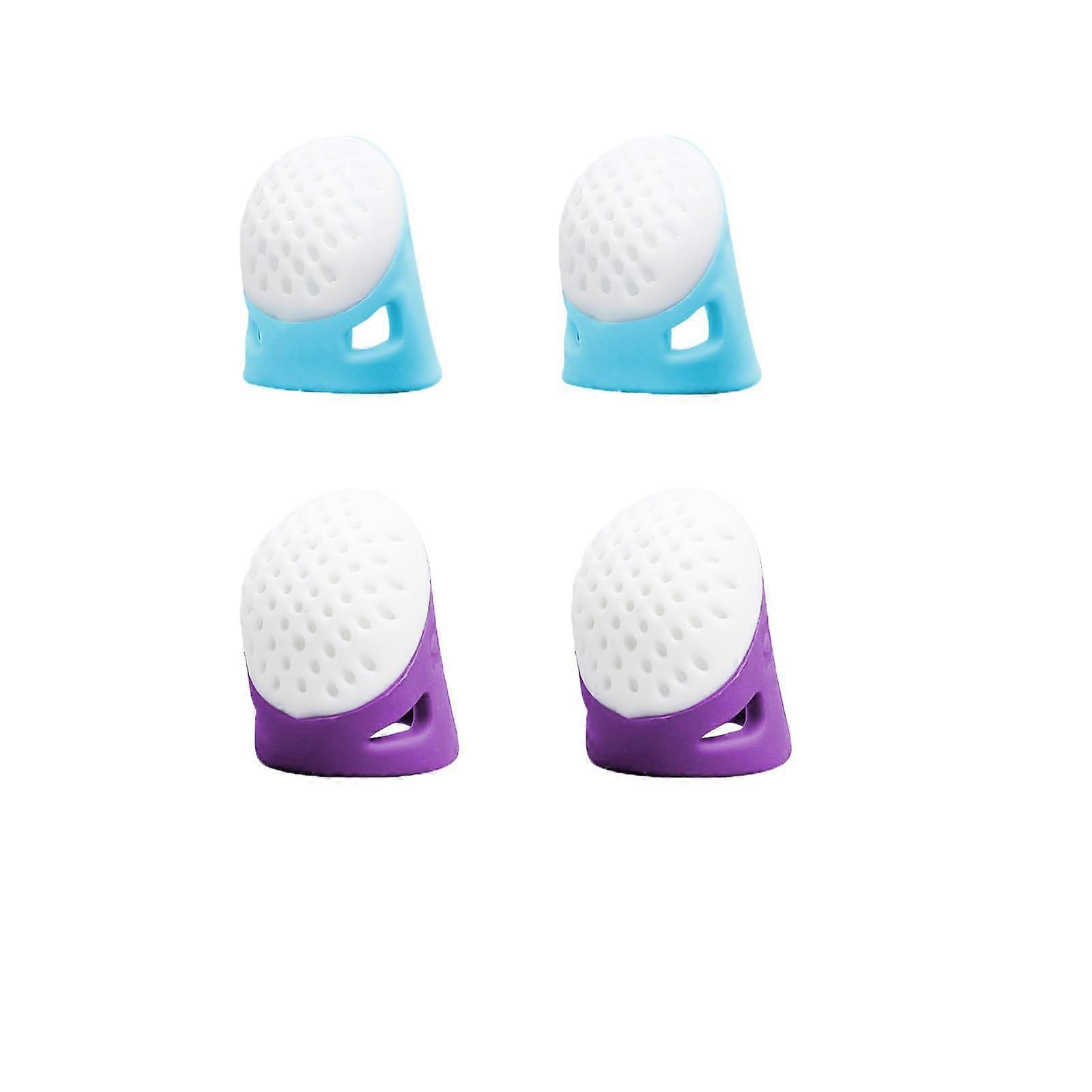 Sewing Thimbles Set, 4 Pcs Silicone Thimble Finger Protectors for Quilting Needlework 2 Sizes
