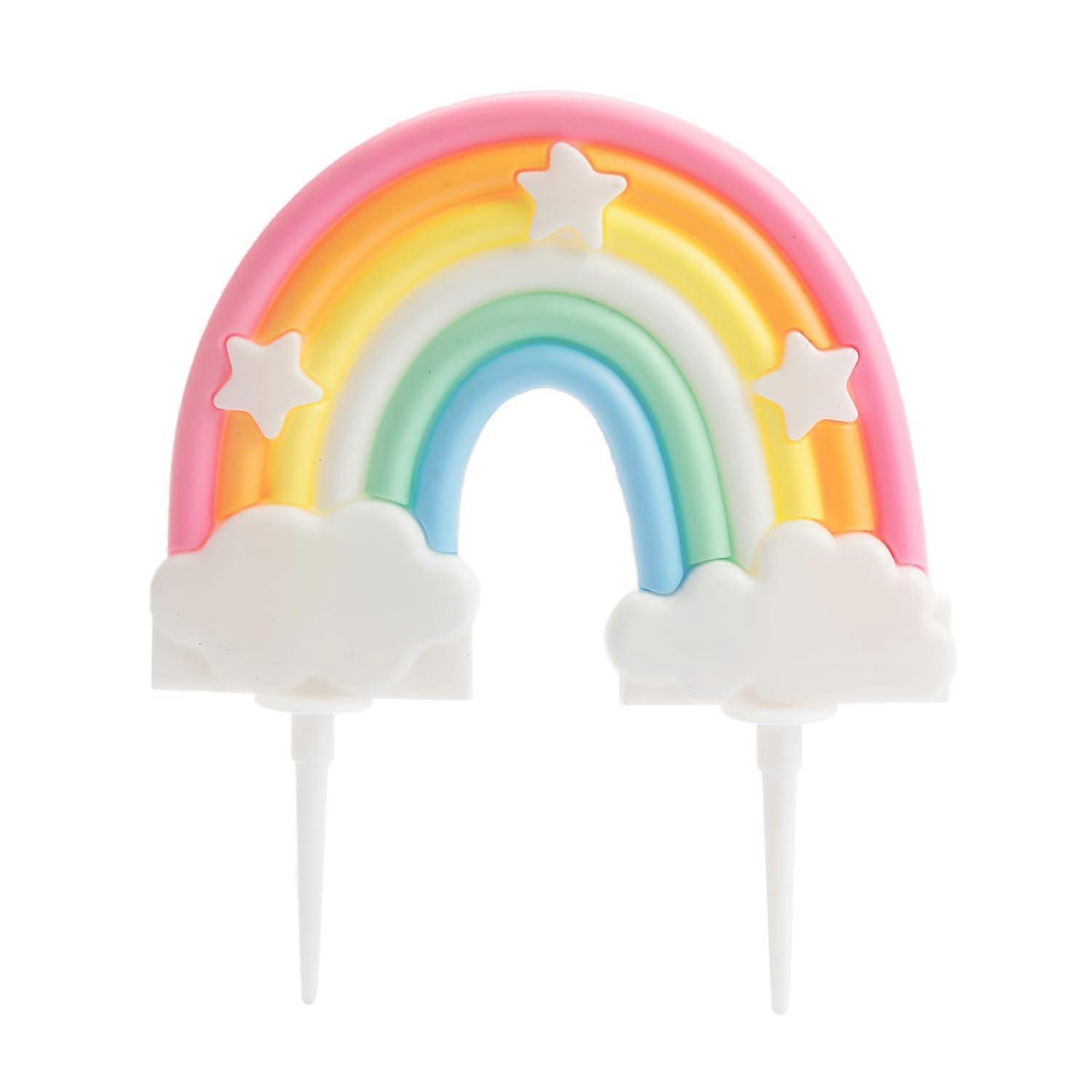 Rainbow Cake Topper with Clouds, Bright Reusable Birthday Cake Decoration for Party or Wedding