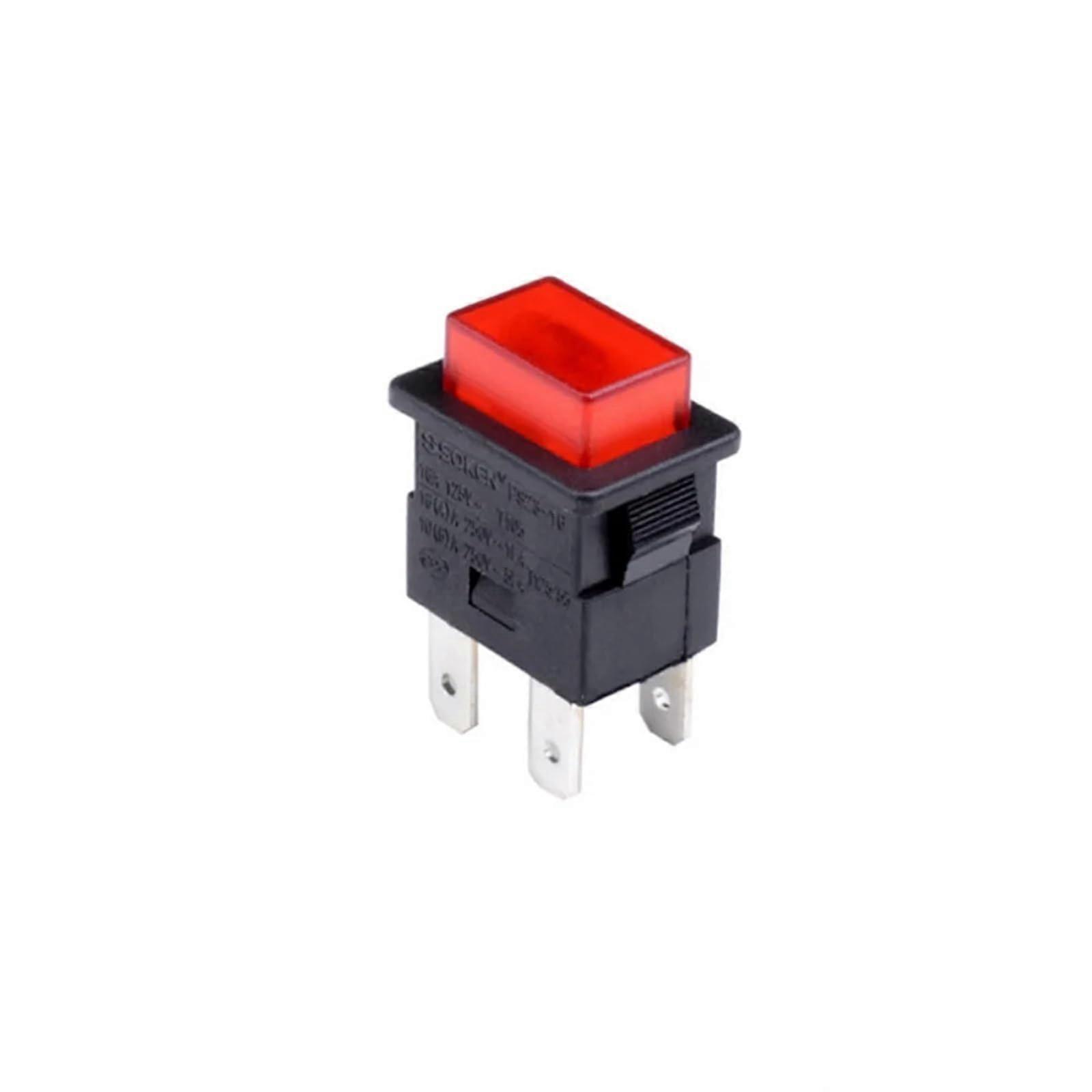 PS2316 Selflocking Push Button Switch 4 Pins 250V 16A for Power Strip and Vacuum Cleaner