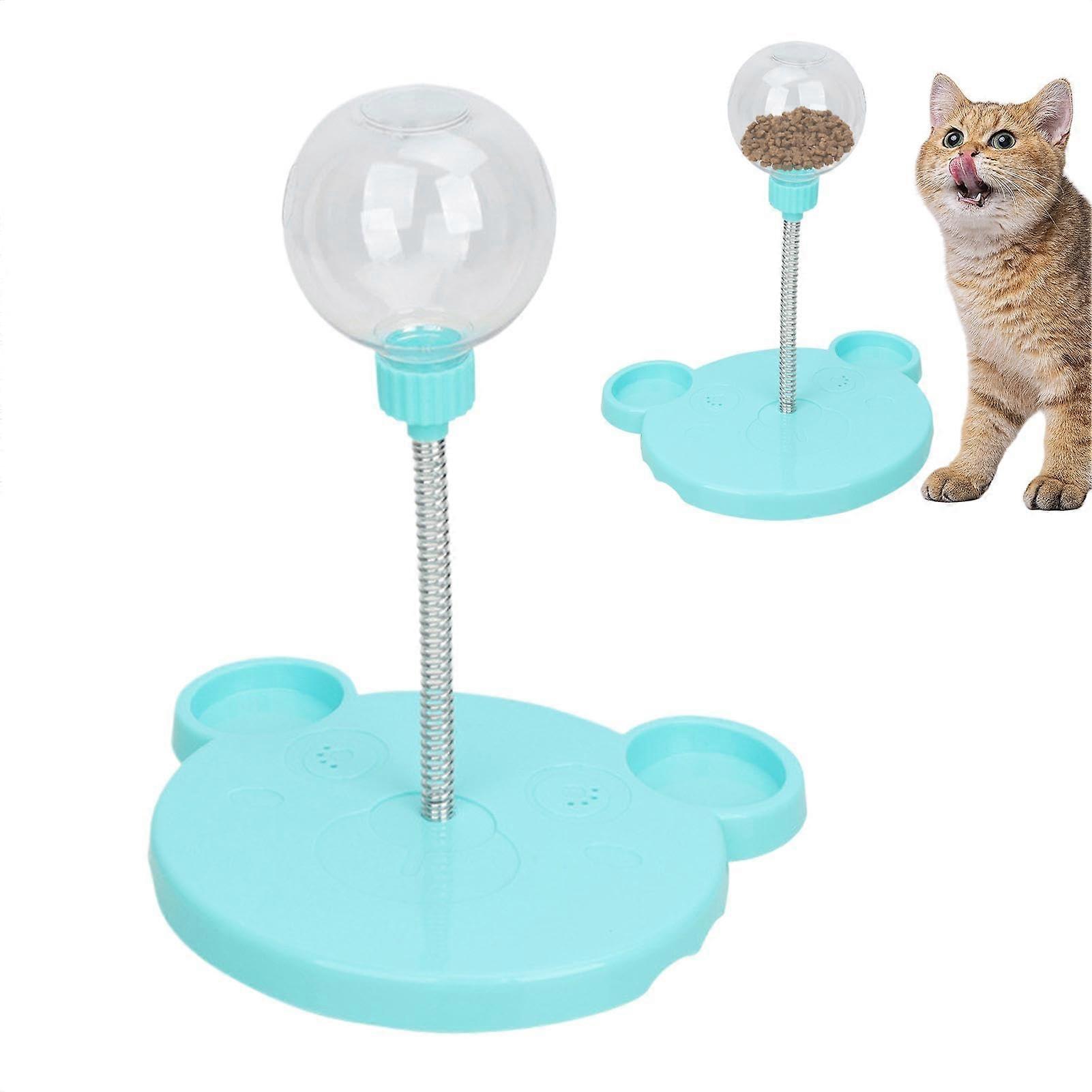Cat  Dispenser with Suction Cup  Interactive Cat Slow Feeder Toy for Boredom Relief, Blue