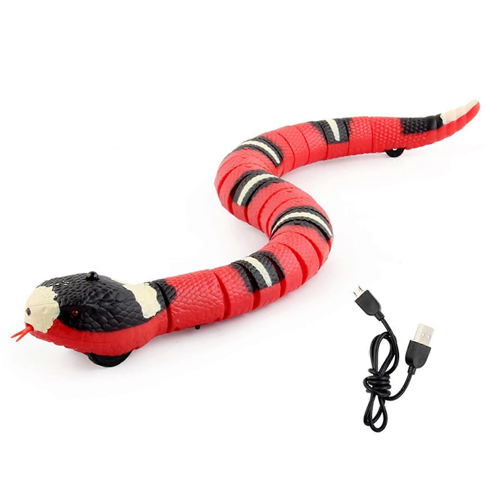 Interactive Electric Snake Cat Toy with Realistic Movements USB Charging Smart Obstacle Sensor