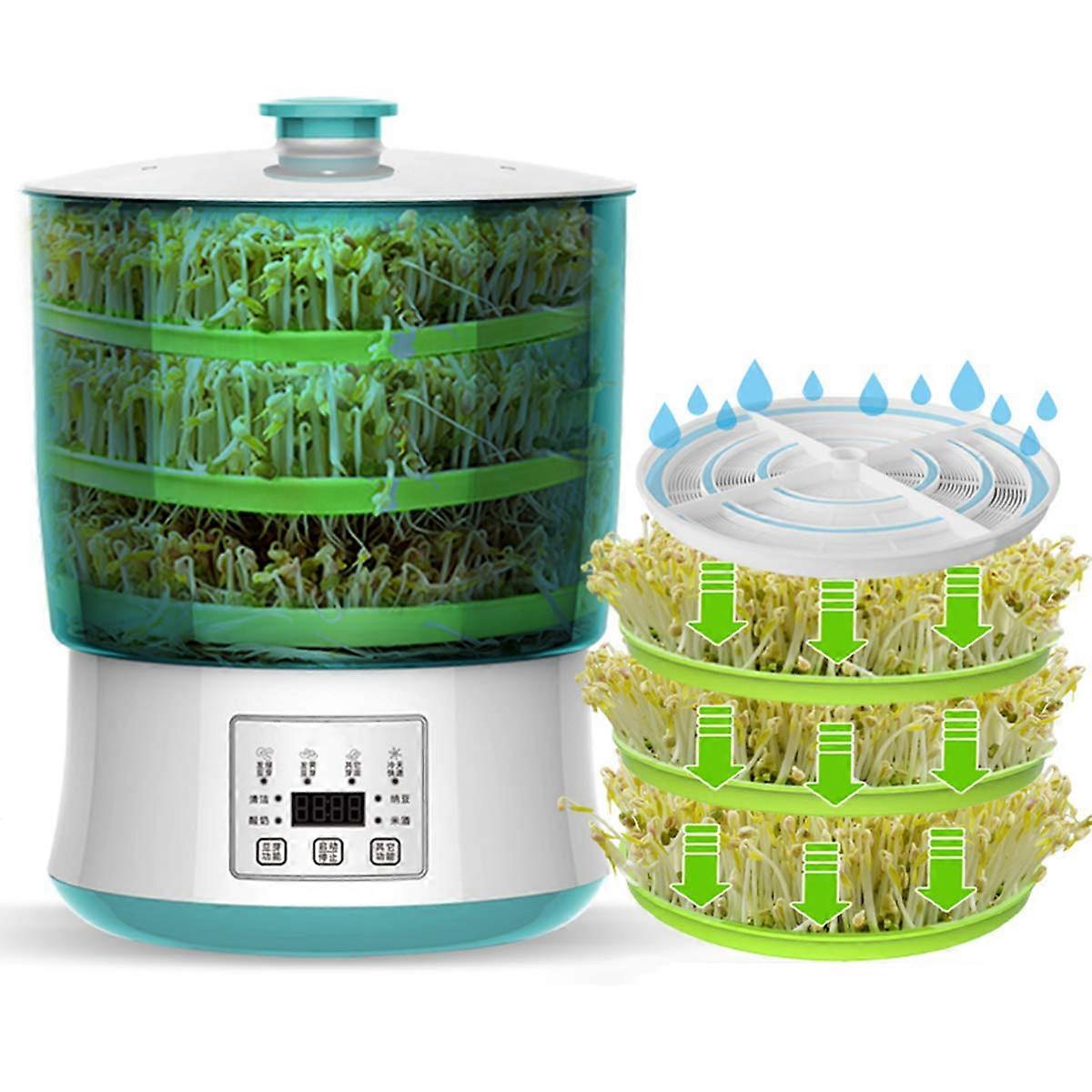 Bean Sprout Maker with Automatic Water Circulation, 3Layer BPA Large Capacity Seed Sprouter