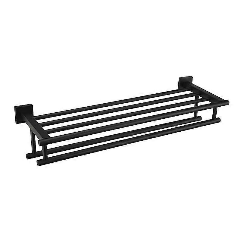 24 Inch Matte Black Towel Rack with Double Bars, Rustproof SUS304 Bathroom Shelf Wall Mounted