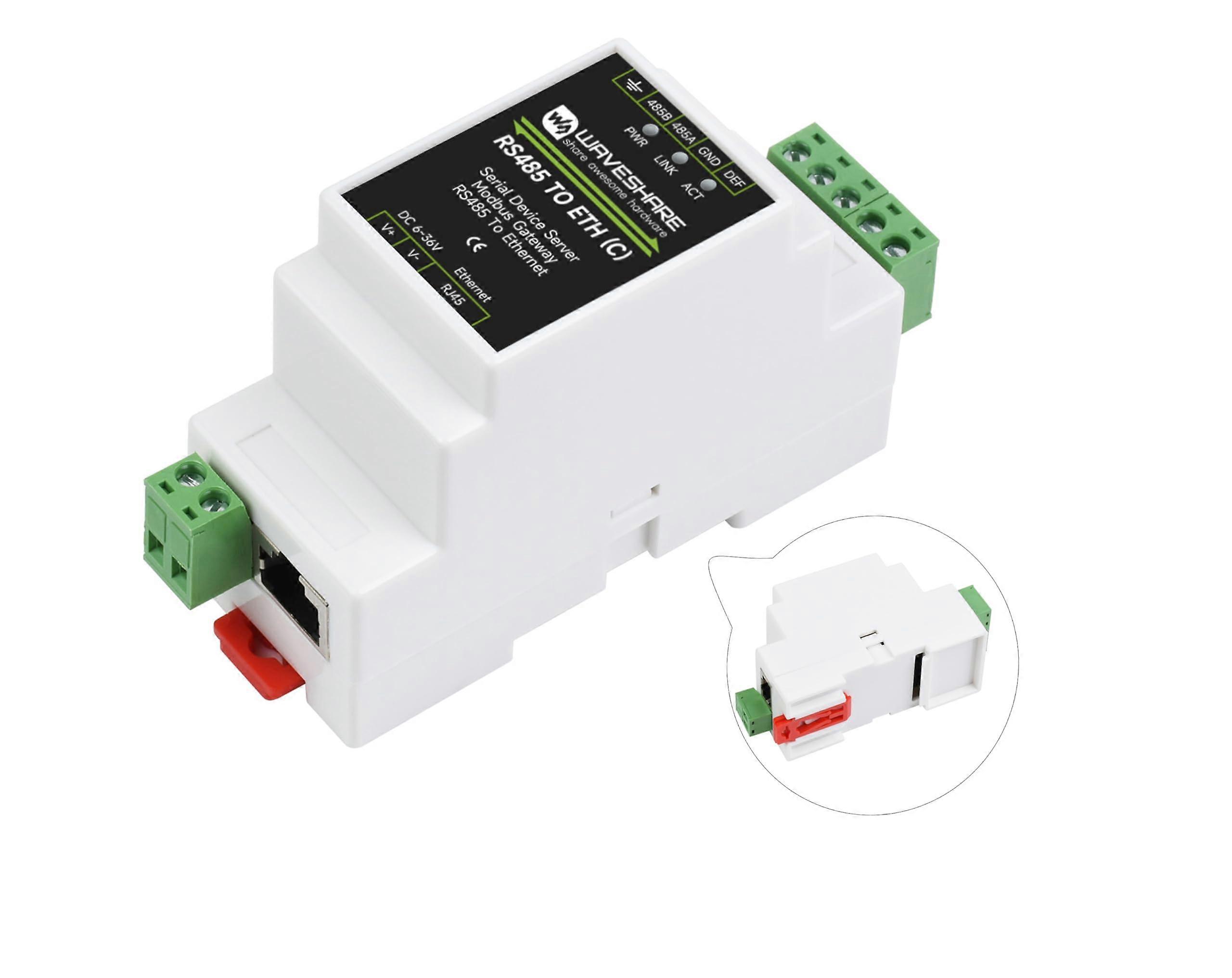 RS485 Ethernet Converter Industrial Serial Server Modbus Gateway RailMount BiDirectional Data