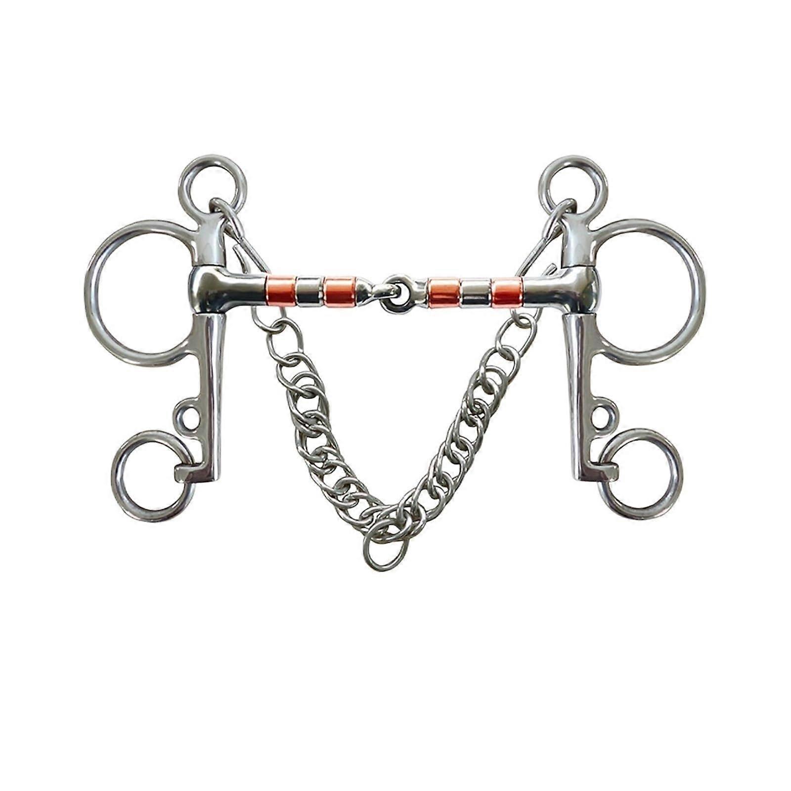 Horse Bit with Curb Chain, Loose Ring Snaffle for All Purpose Training, 127mm Durable Design