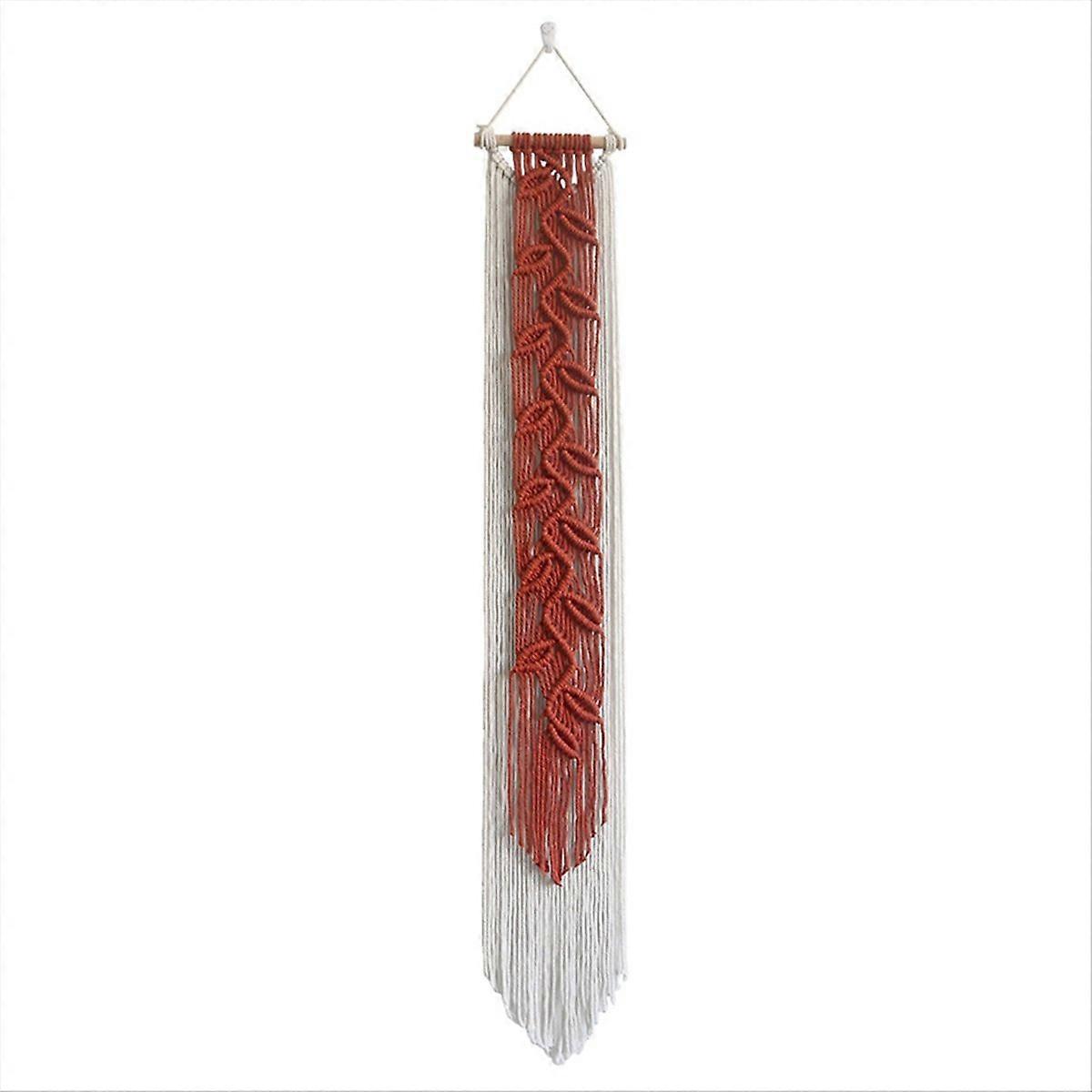 Nordic Leaf Woven Macrame Tapestry Hanging Boho Tassel Wall Hanging C