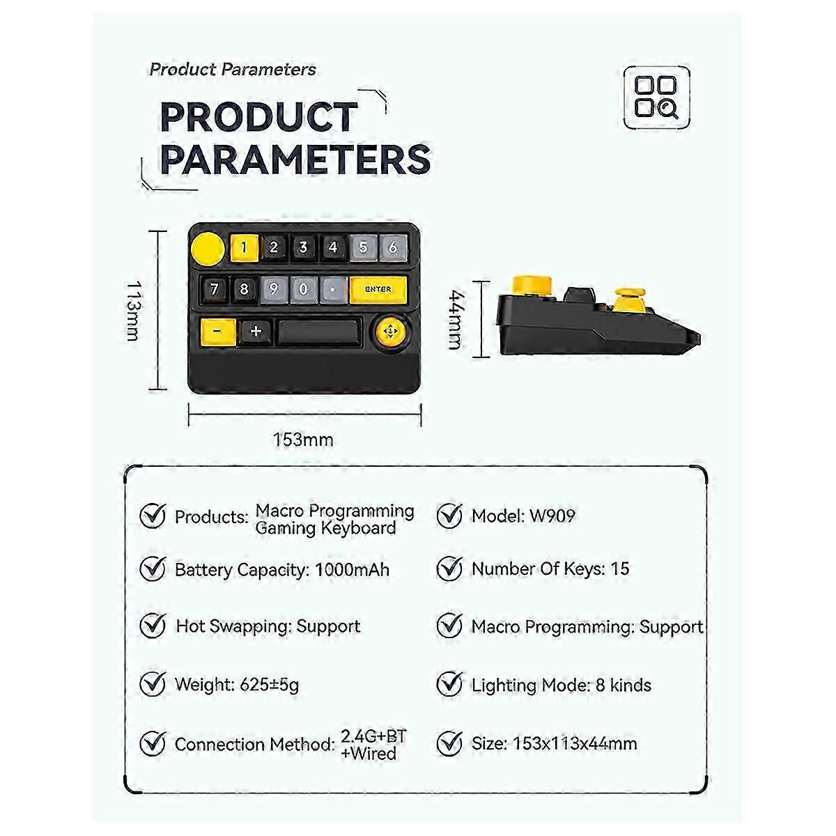 W909 Wireless Macro-Defined Mechanical Keyboard 3mode Joystick A