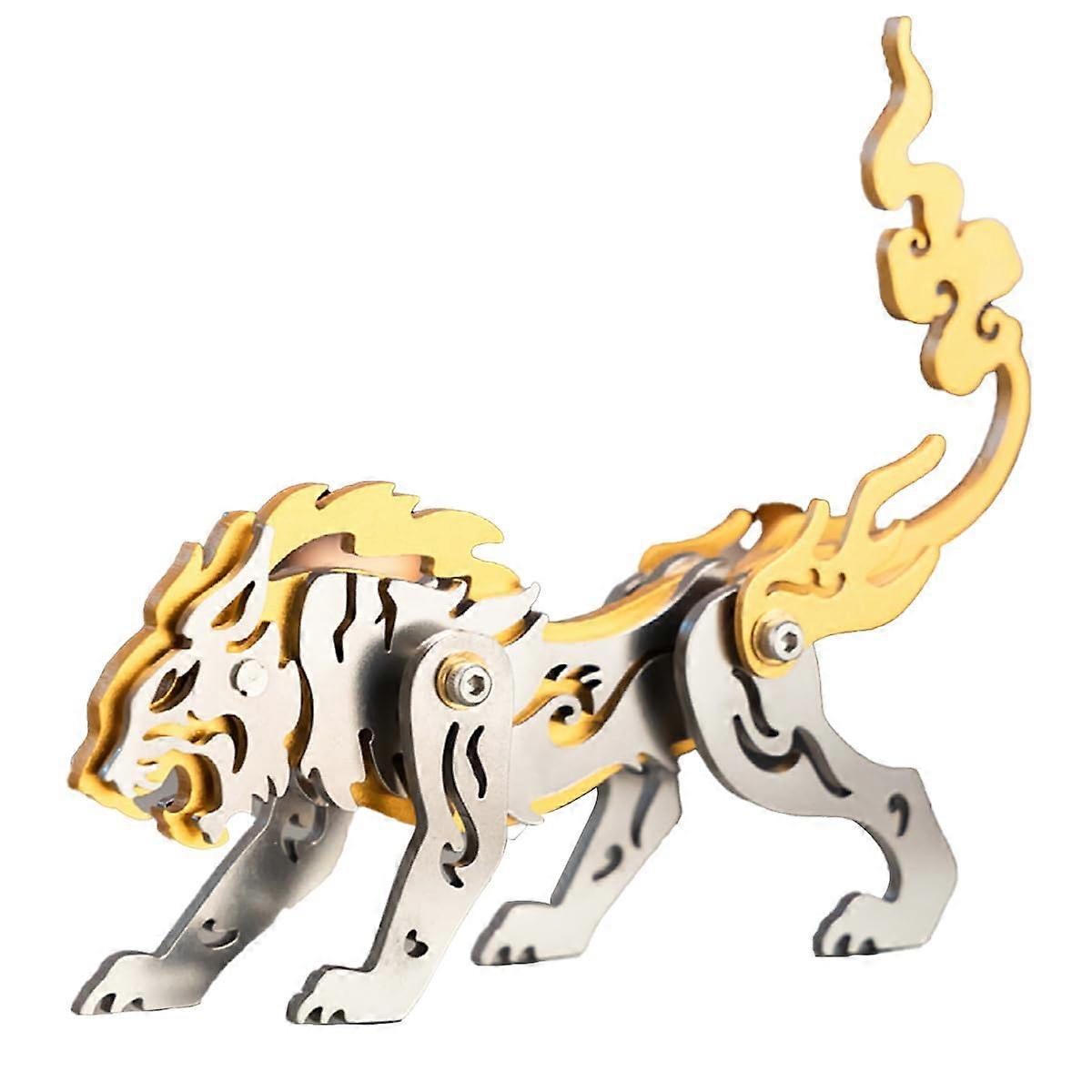 Metal Model Kit Gold Zodiac Tiger 3D Puzzle DIY Durable Metal Construction Medium Difficulty