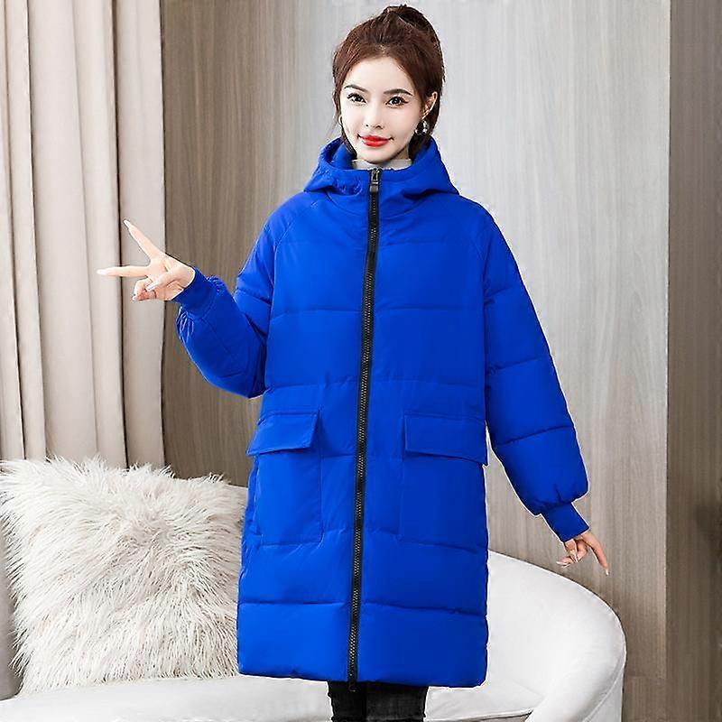 Winterjacke für Damen in Übergröße XL-8XL, lässig, warm, dick, mit Baumwolle gefüttert, lange Parkas mit Taschen